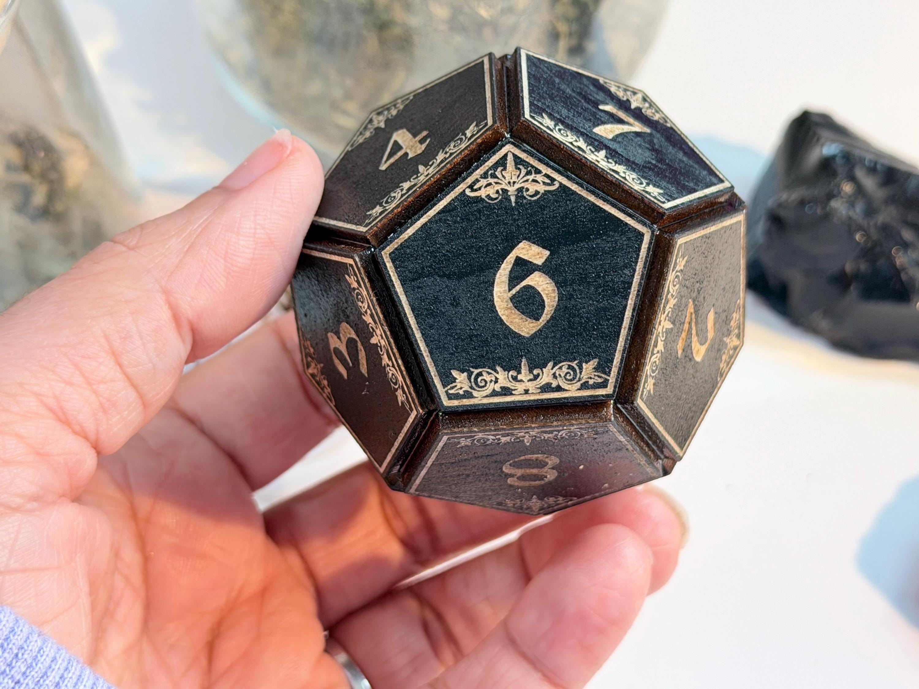 Black Divination Dice Set: Fortune-Telling Spiritual Tool, Witchy Gift