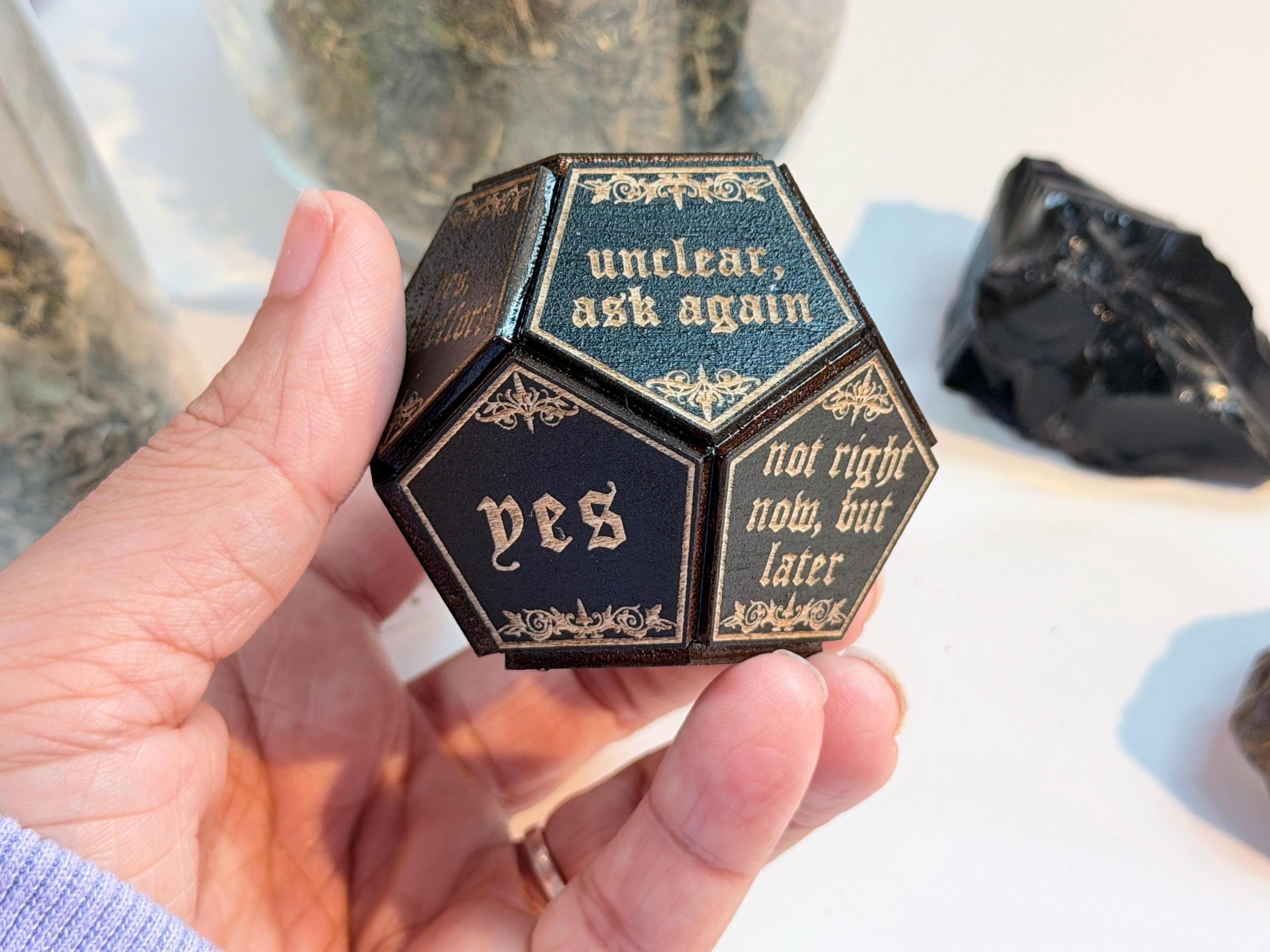 Black Divination Dice Set: Fortune-Telling Spiritual Tool, Witchy Gift