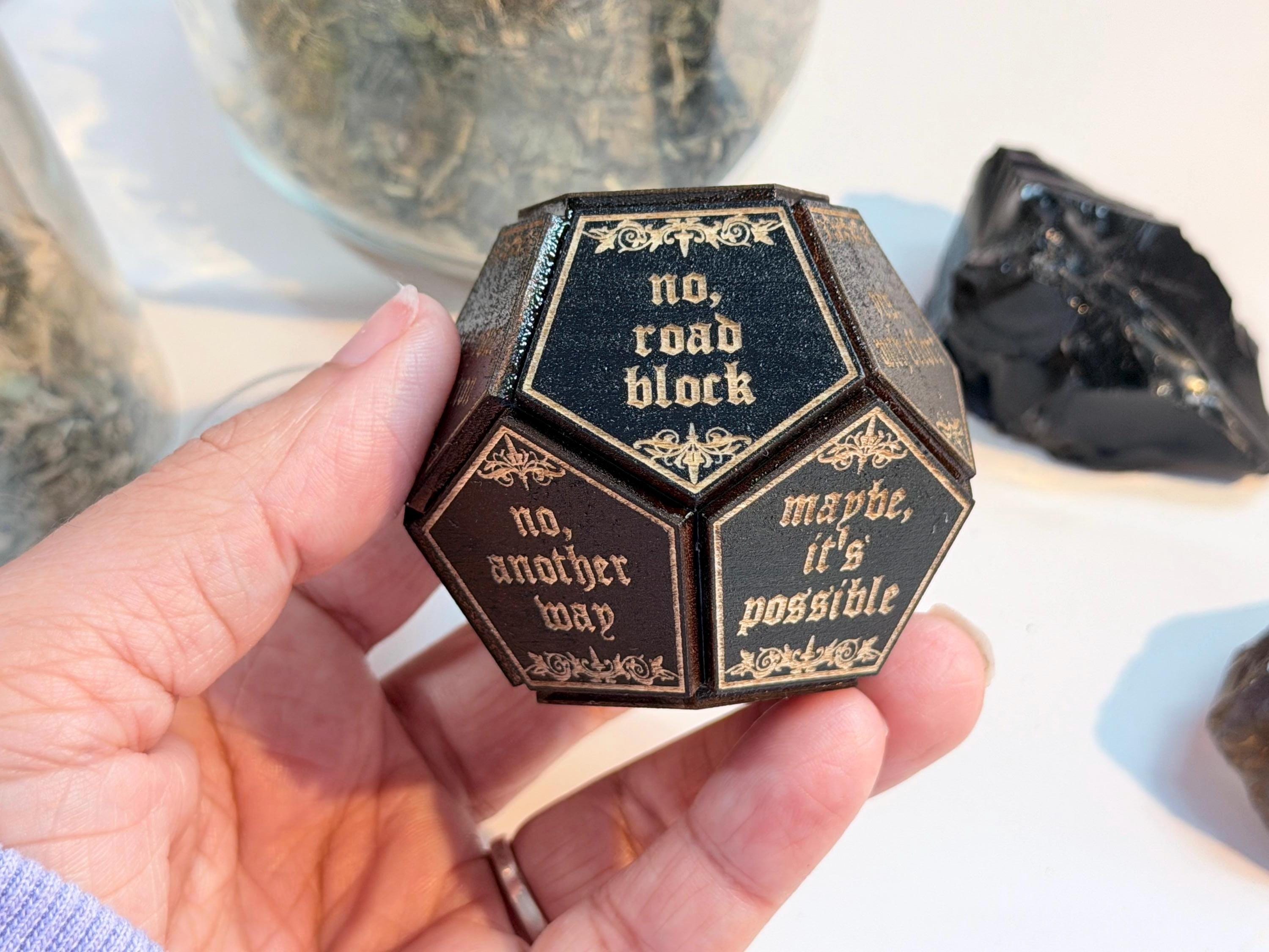 Black Divination Dice Set: Fortune-Telling Spiritual Tool, Witchy Gift