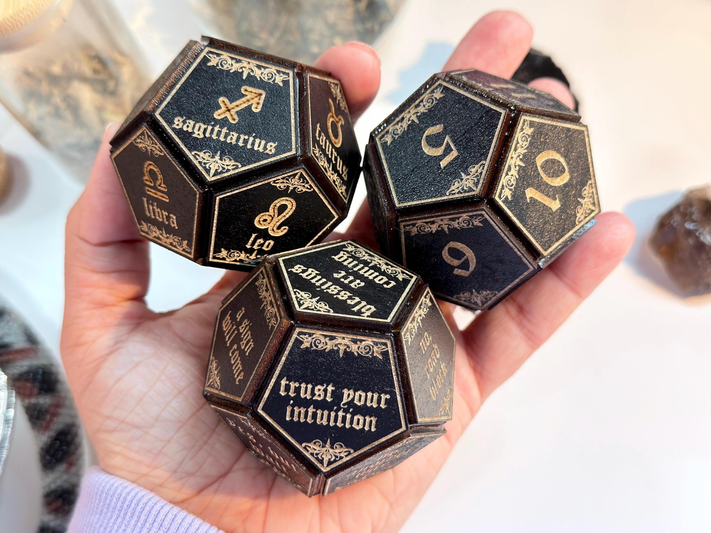 Custom Engraved Divination Dice, Personalized 12-Sided Dice for Tarot Readings, Ghost Hunting, Spiritual Tool