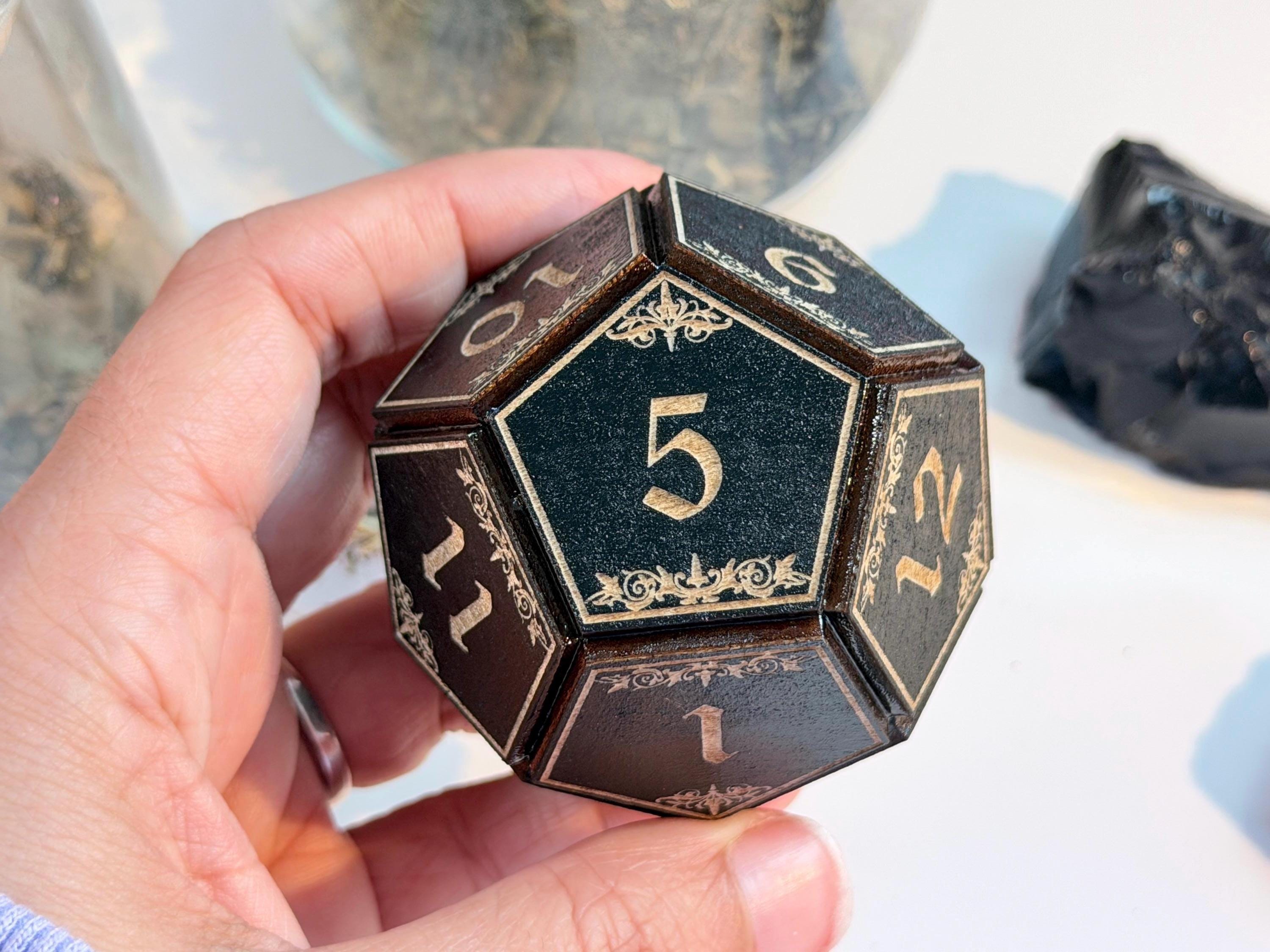 Black Divination Dice Set: Fortune-Telling Spiritual Tool, Witchy Gift