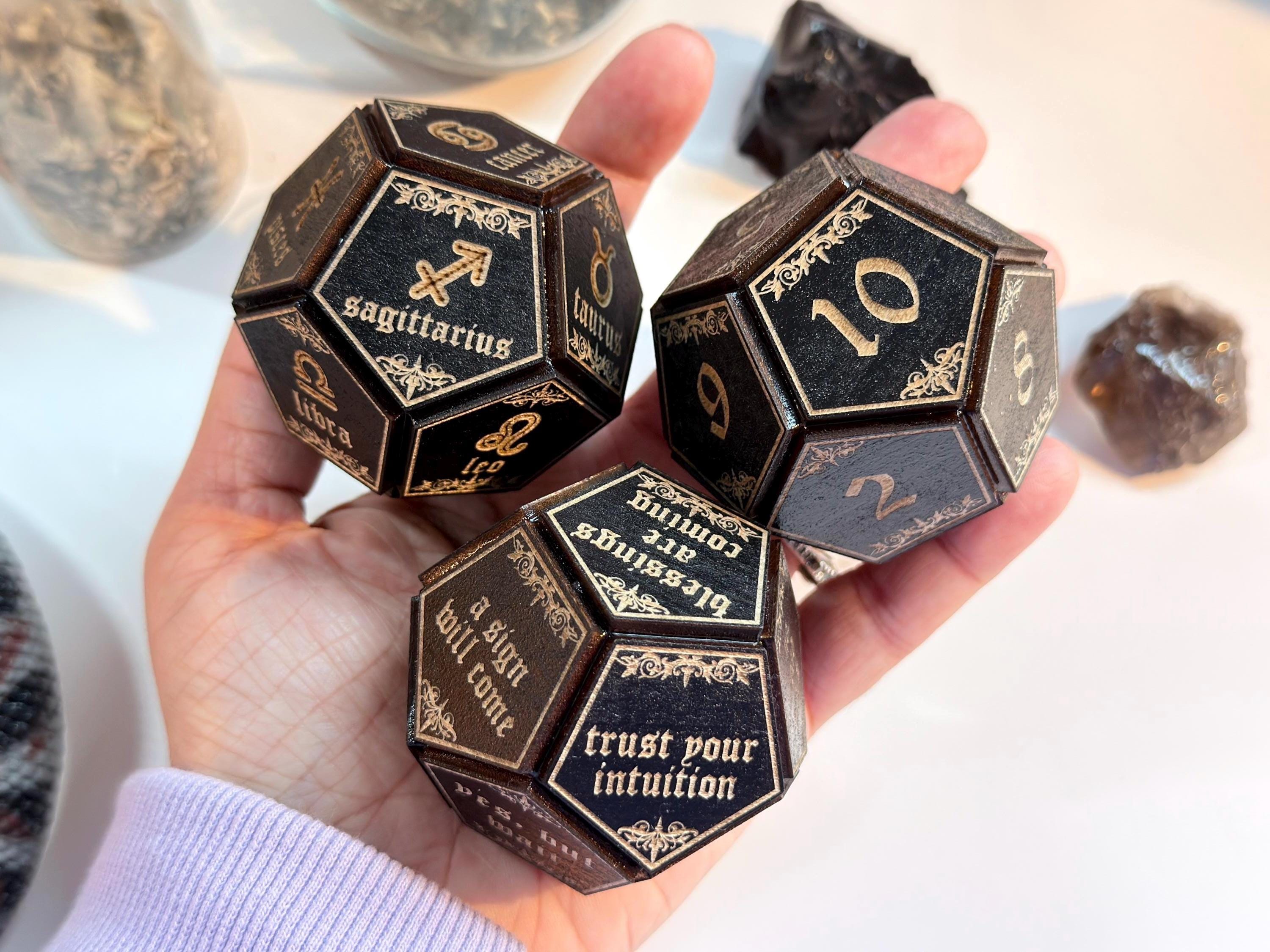 Custom Engraved Divination Dice, Personalized 12-Sided Dice for Tarot Readings, Ghost Hunting, Spiritual Tool