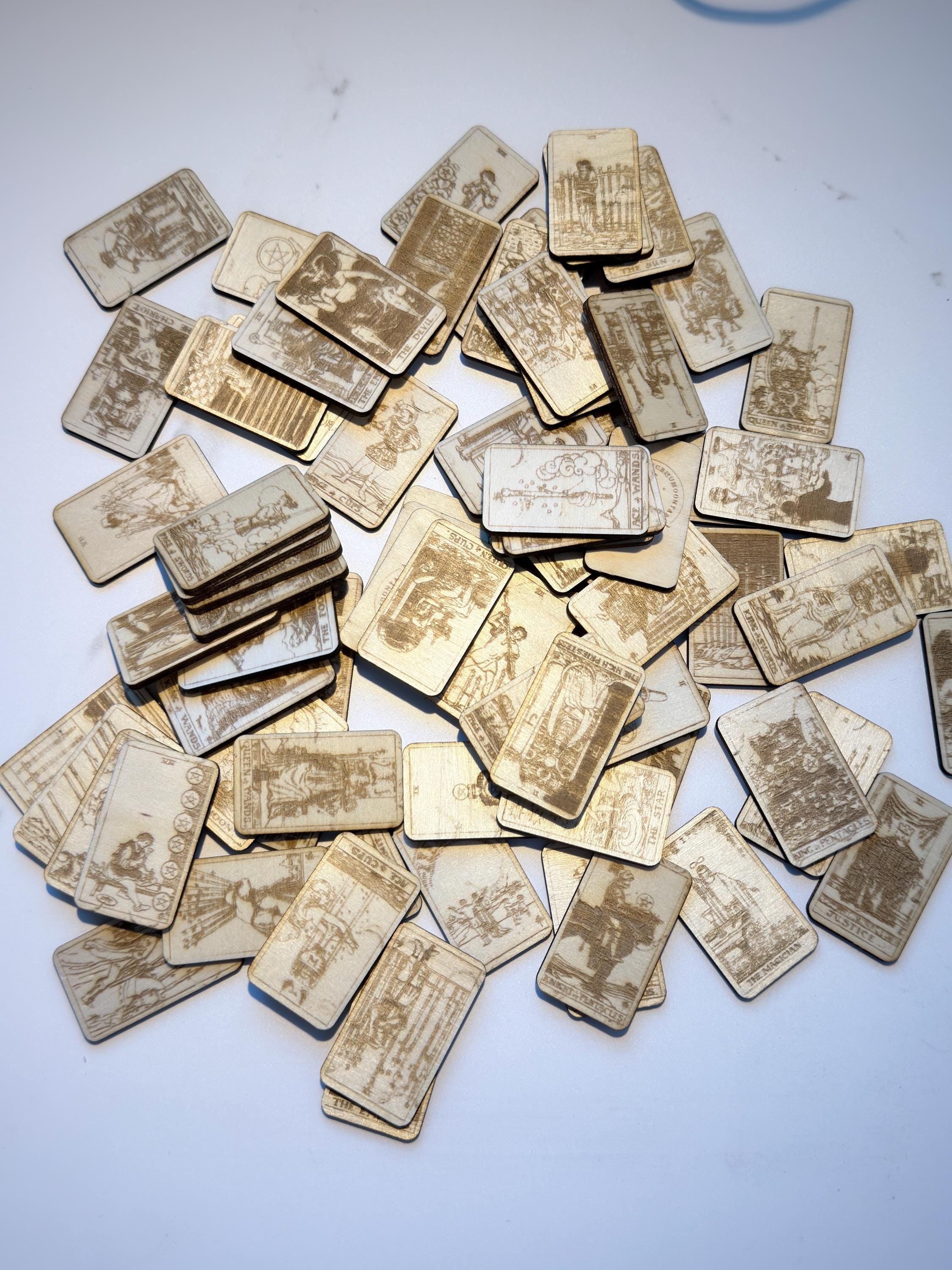 Mini Wooden Tarot Card Deck: 78 Card Rider Waite Engraved Tarot