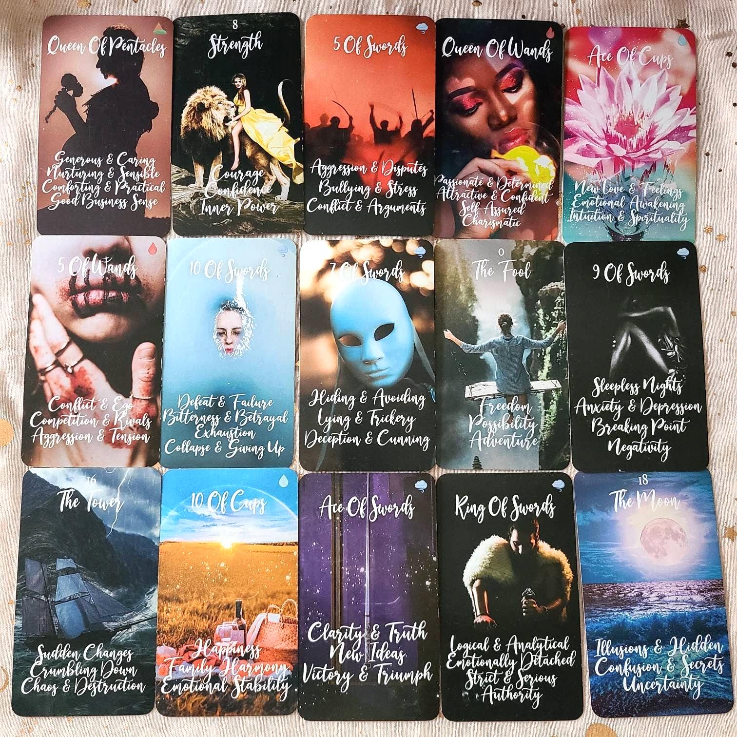 Twin Flame Tarot Card Deck Keyword Cards With Meaning Oracle Card Deck Picture Tarot Reading Cards