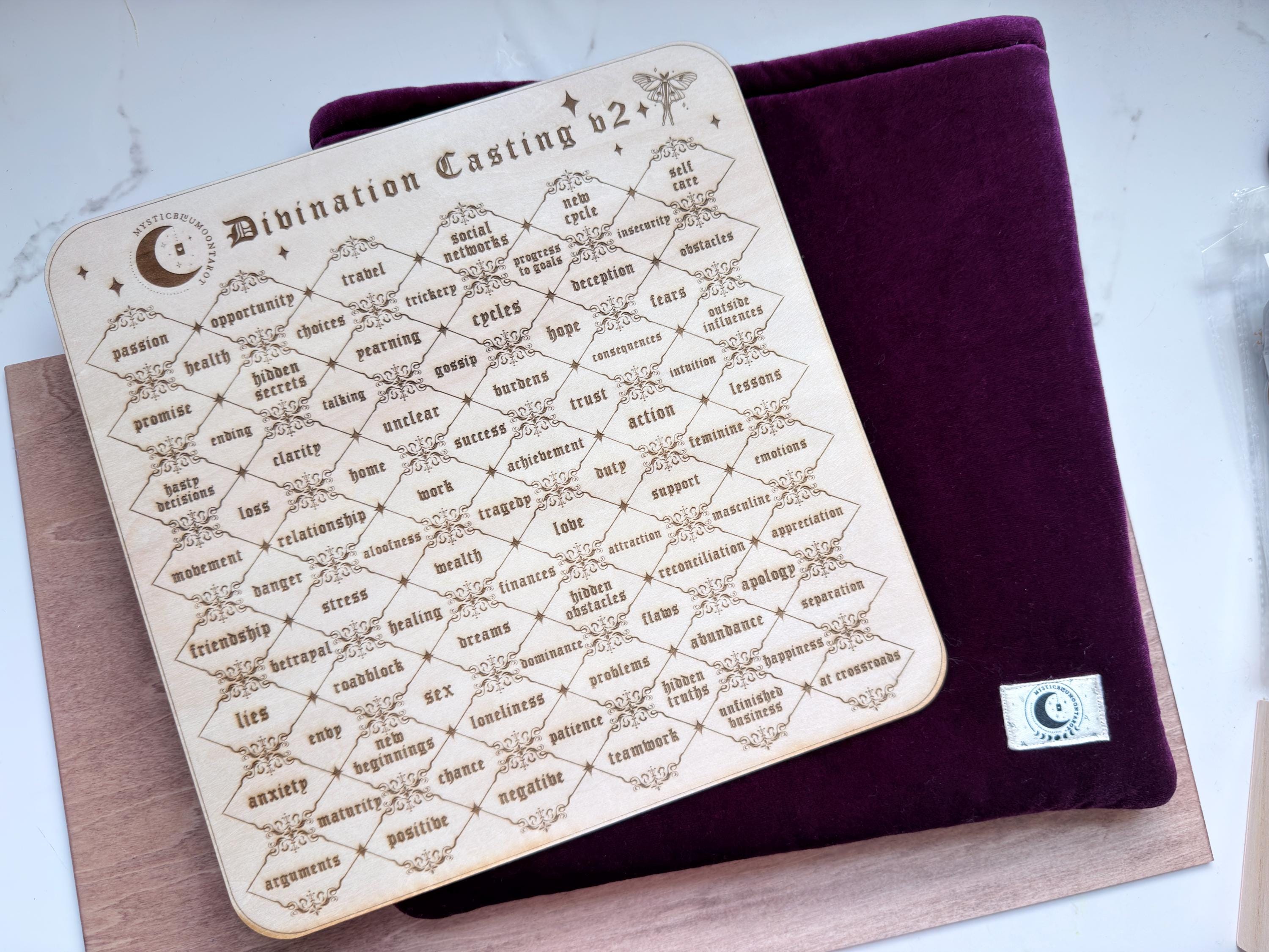 Black Divination Casting Board for Charm Casting & Rune Readings | Dice Spiritual Tool