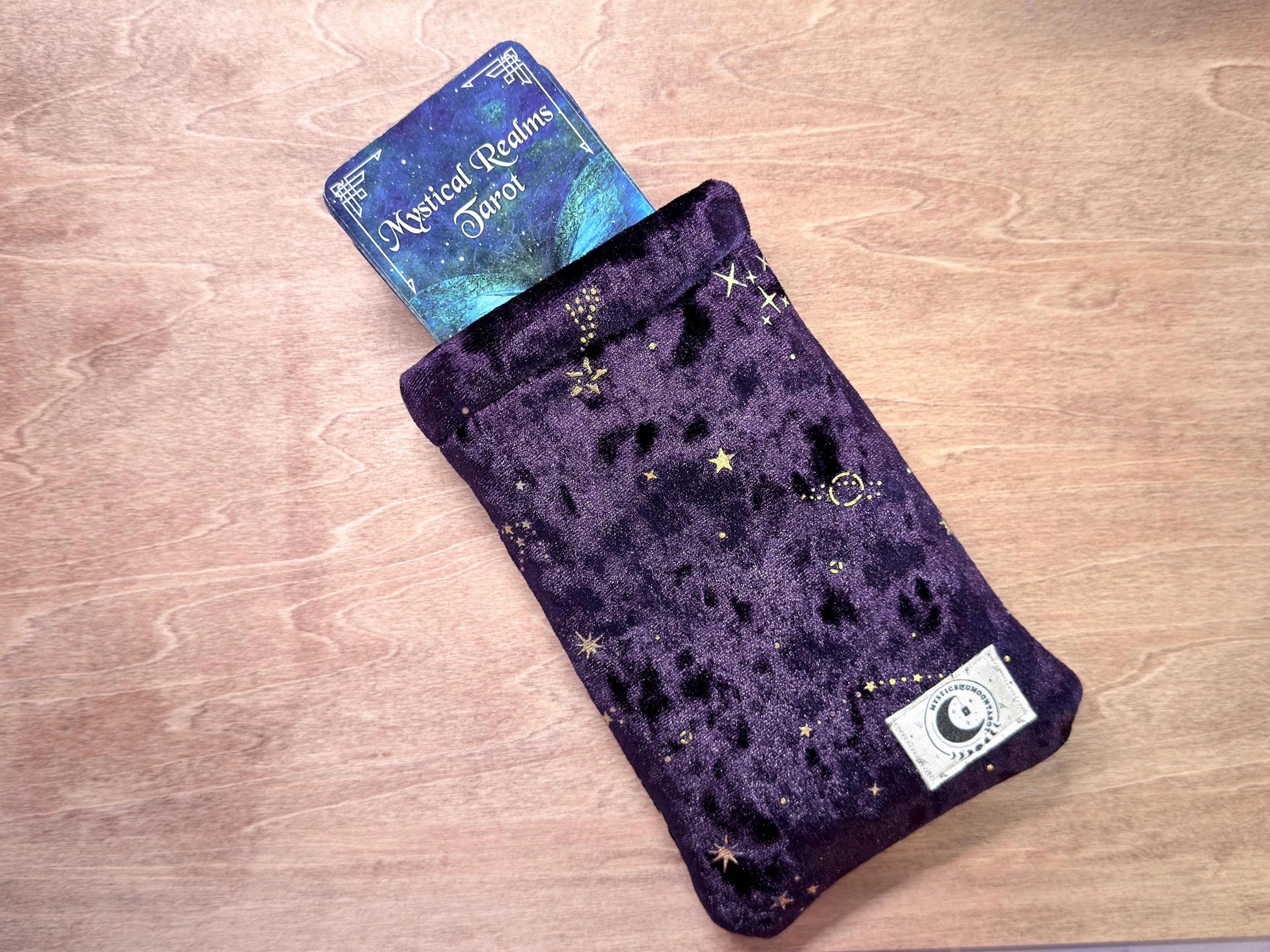 Tarot Deck Bag – Velvet Celestial Purple Mystic Card Storage Pouch