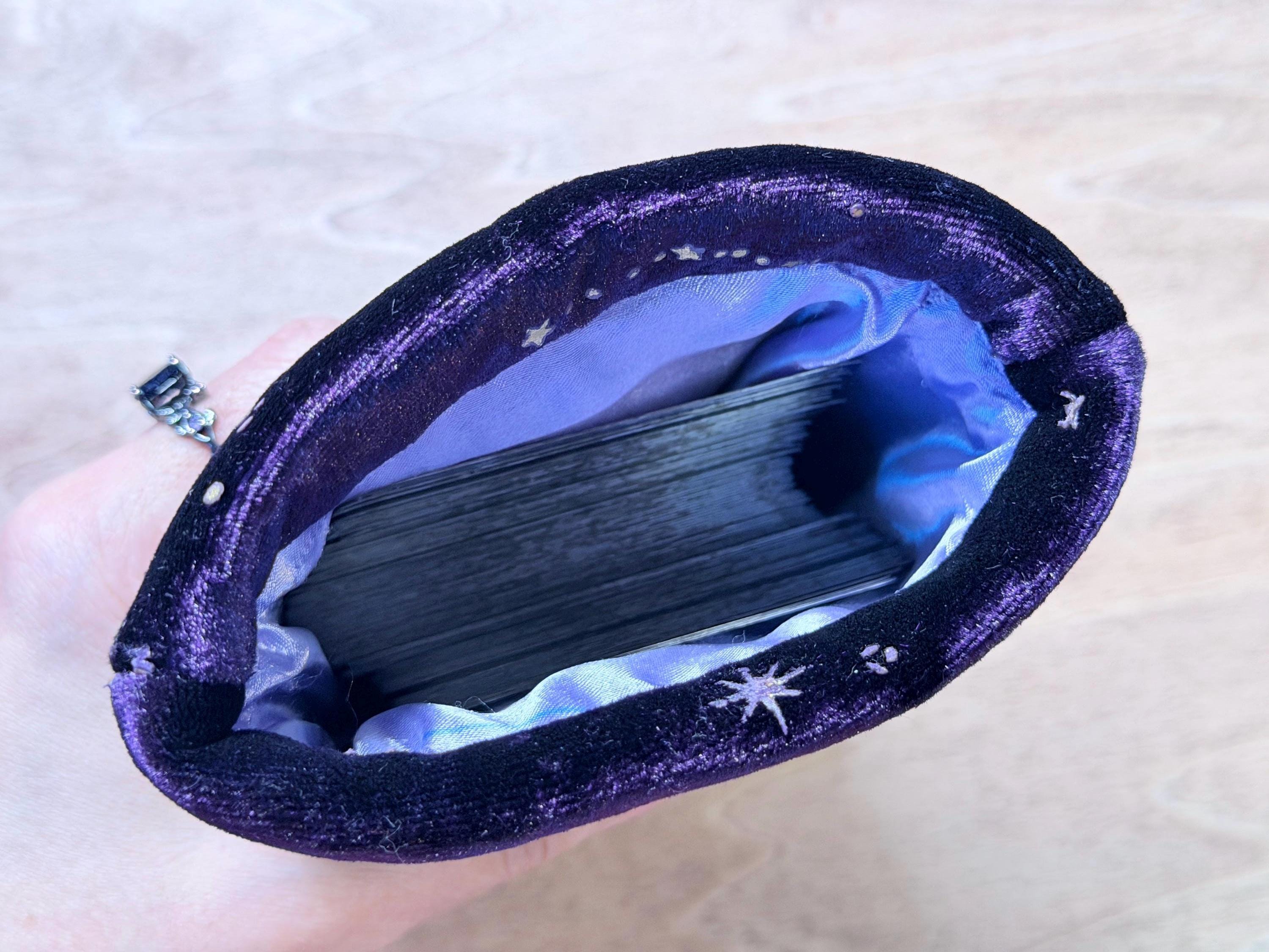 Tarot Deck Bag – Velvet Celestial Purple Mystic Card Storage Pouch