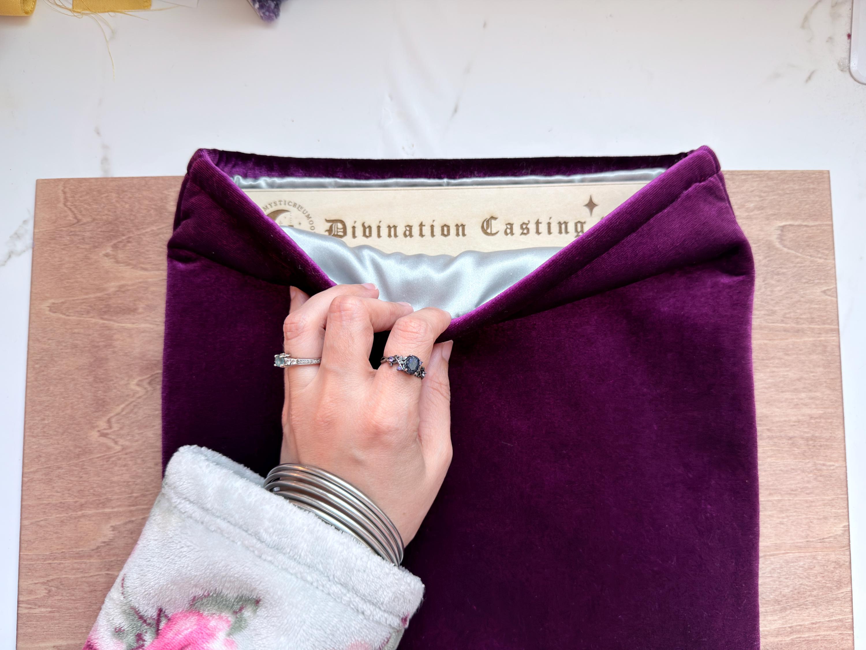 Plum Velvet Divination Casting Board Sleeve | Padded Altar Tool Pouch