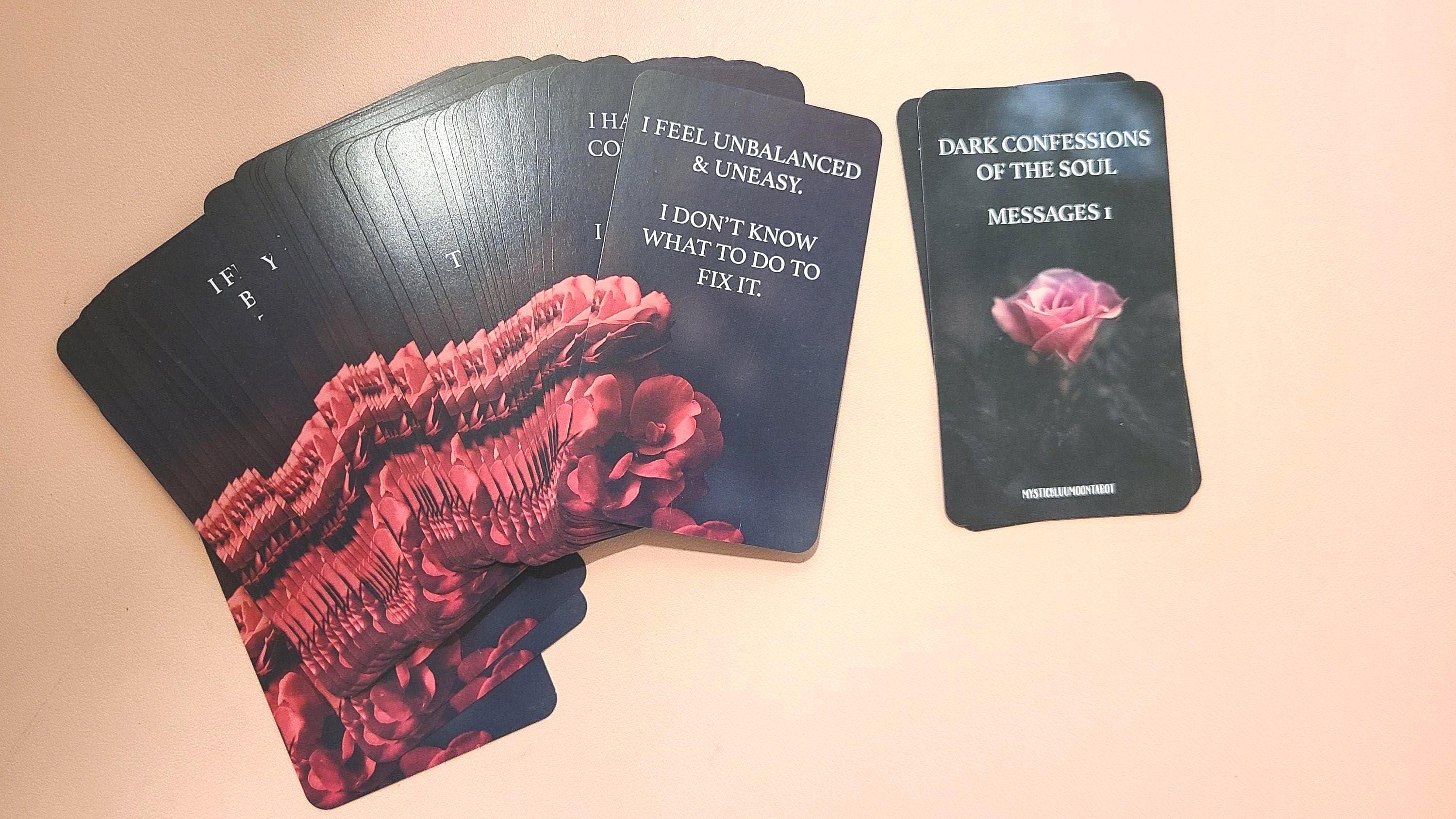 Dark Confessions 1 Oracle Deck Tarot Cards Deck Twin Flame Oracle Cards Love Keywords, Messages Deck, Dark Shadow