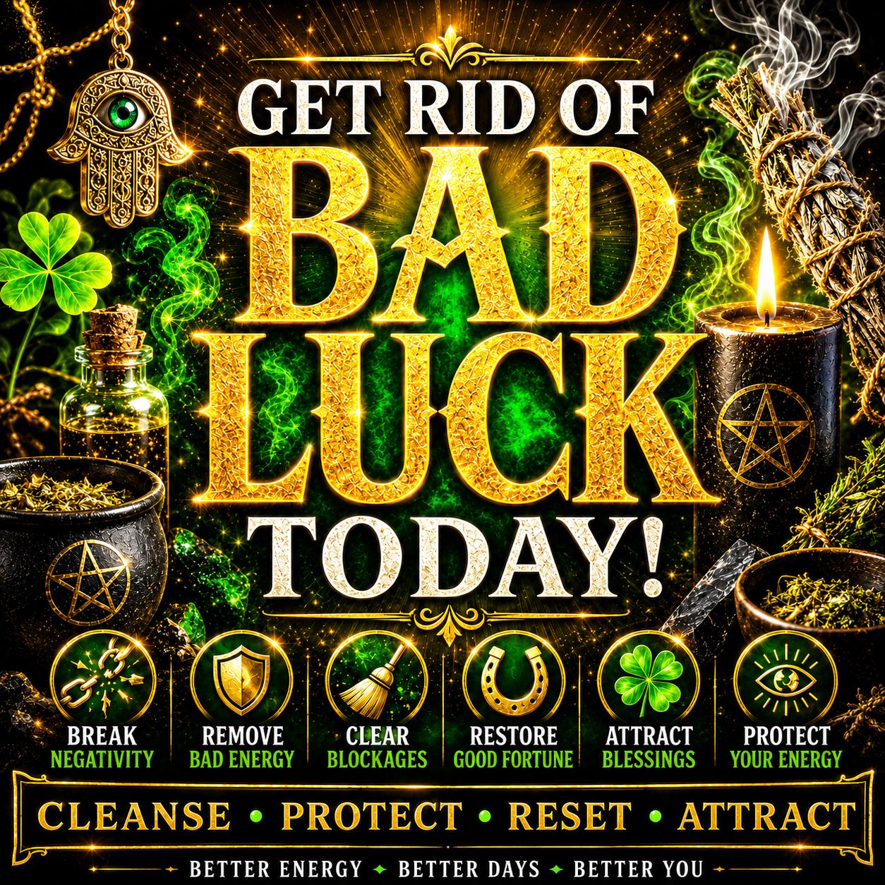 Remove Bad Luck Spell For Clearing Negative Energy, Removing Blockages & Attracting Better Luck