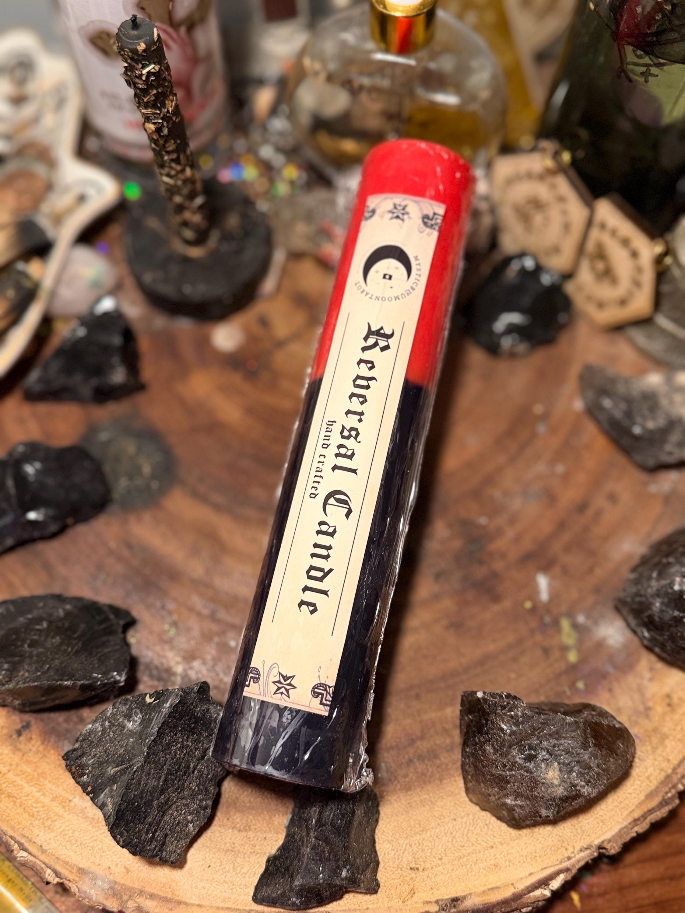 Jumbo Red and Black Reversal Spell Candle: Used for Return To Sender Spells 8in