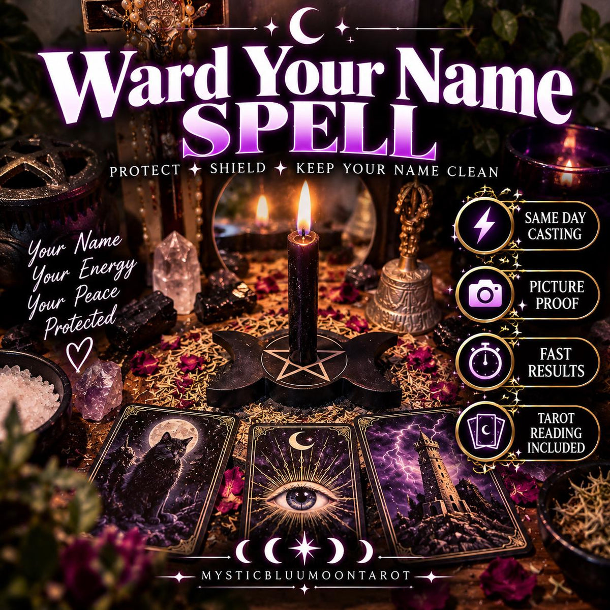 Ward Your Name Spell | Protect Cloak Your Energy, Stop Gossip & Slander | Return To Sender, Evil Eye Protection, Same Day Casting
