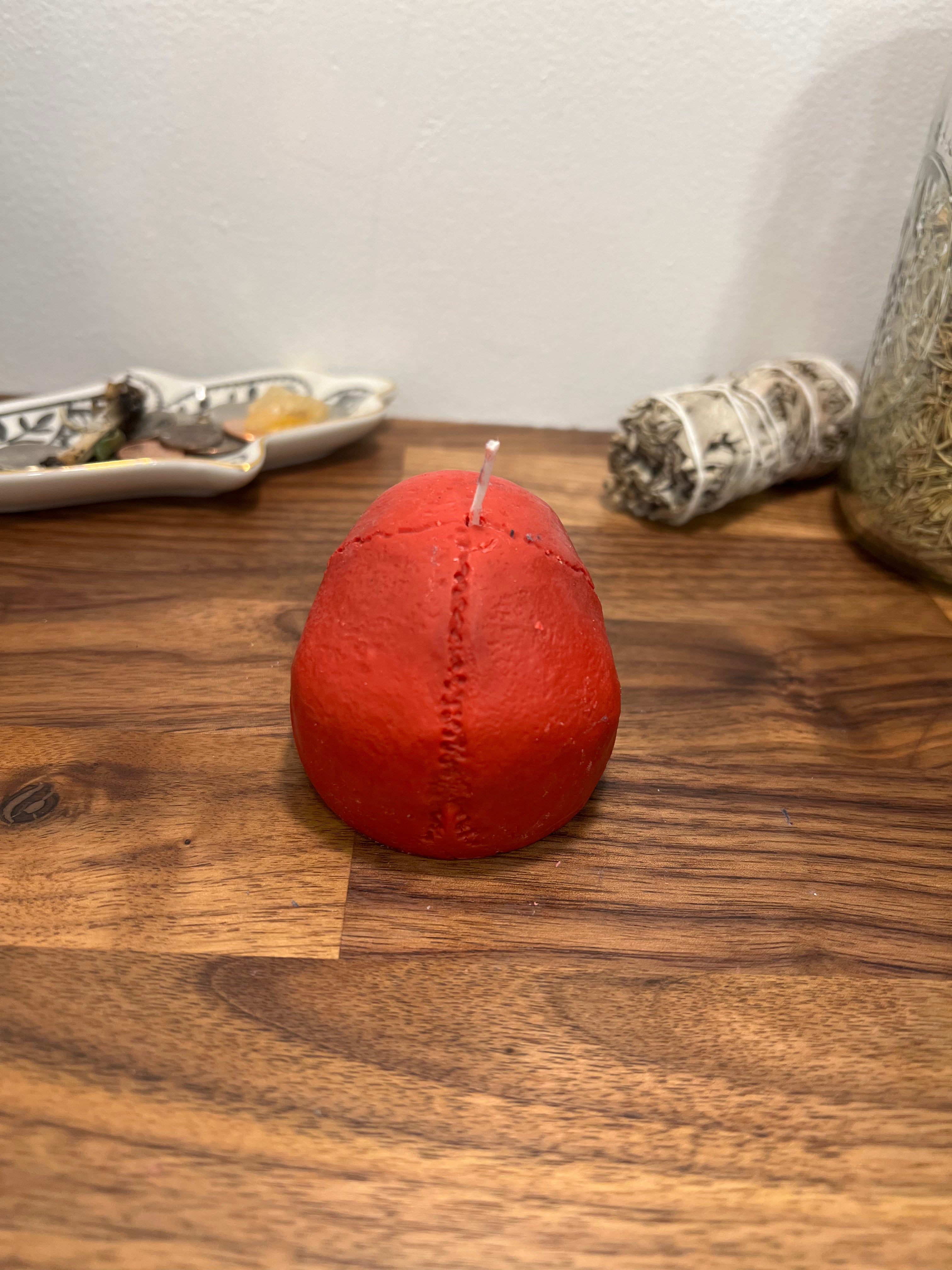 Vela en forma de calavera roja | Vela de hechizo ritual