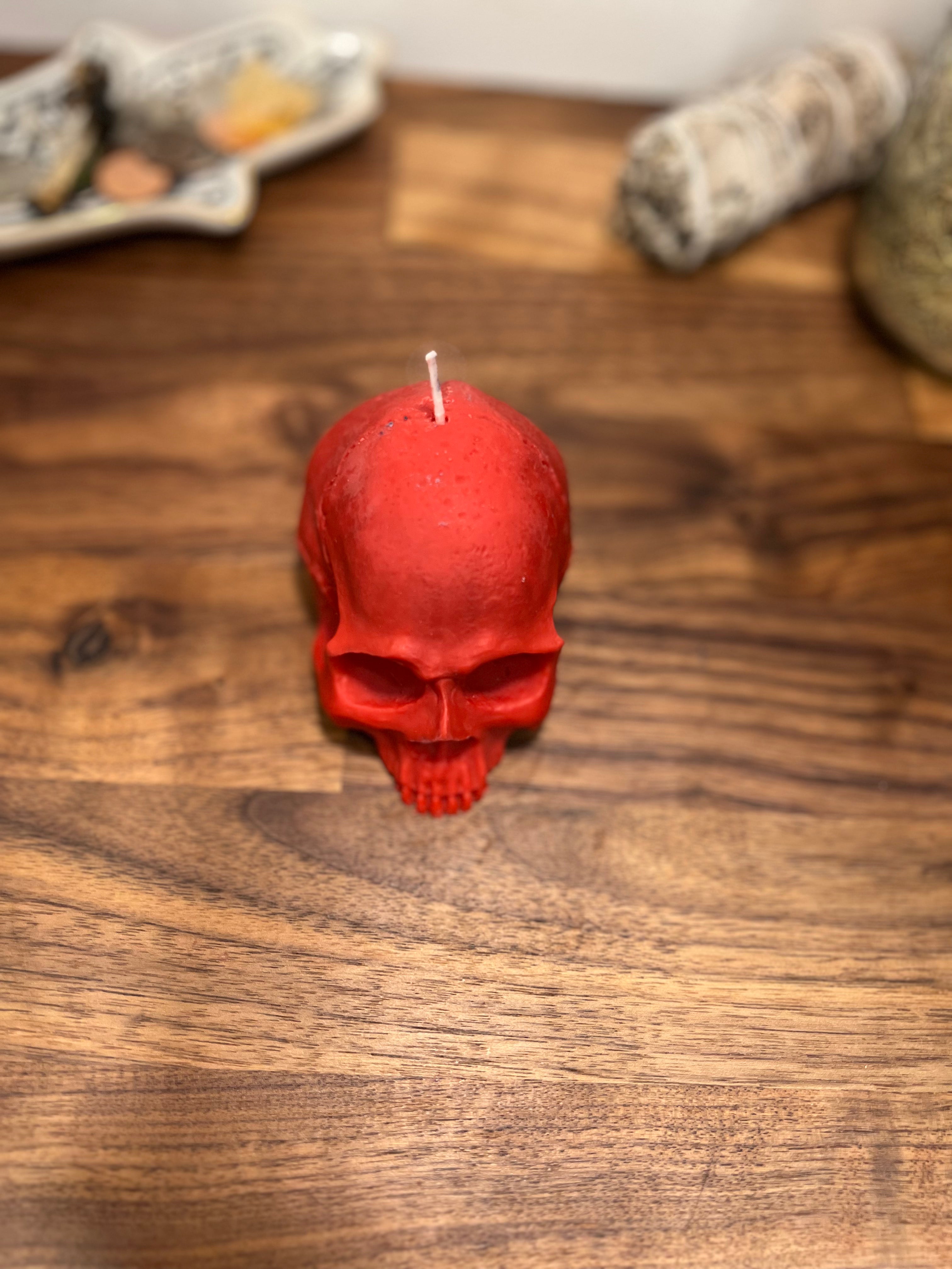 Vela en forma de calavera roja | Vela de hechizo ritual