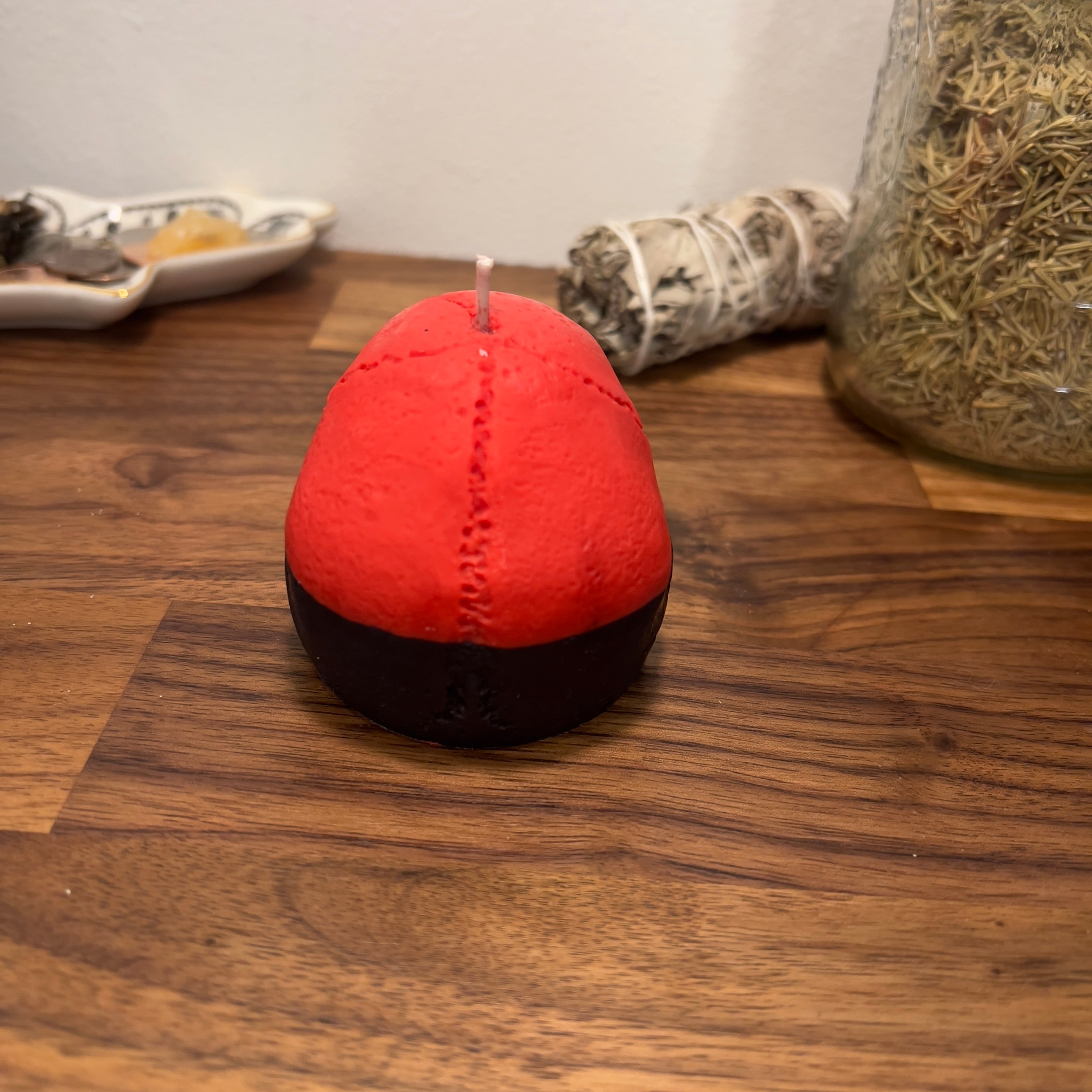 Vela en forma de calavera roja y negra Reversal | Vela de hechizo ritual