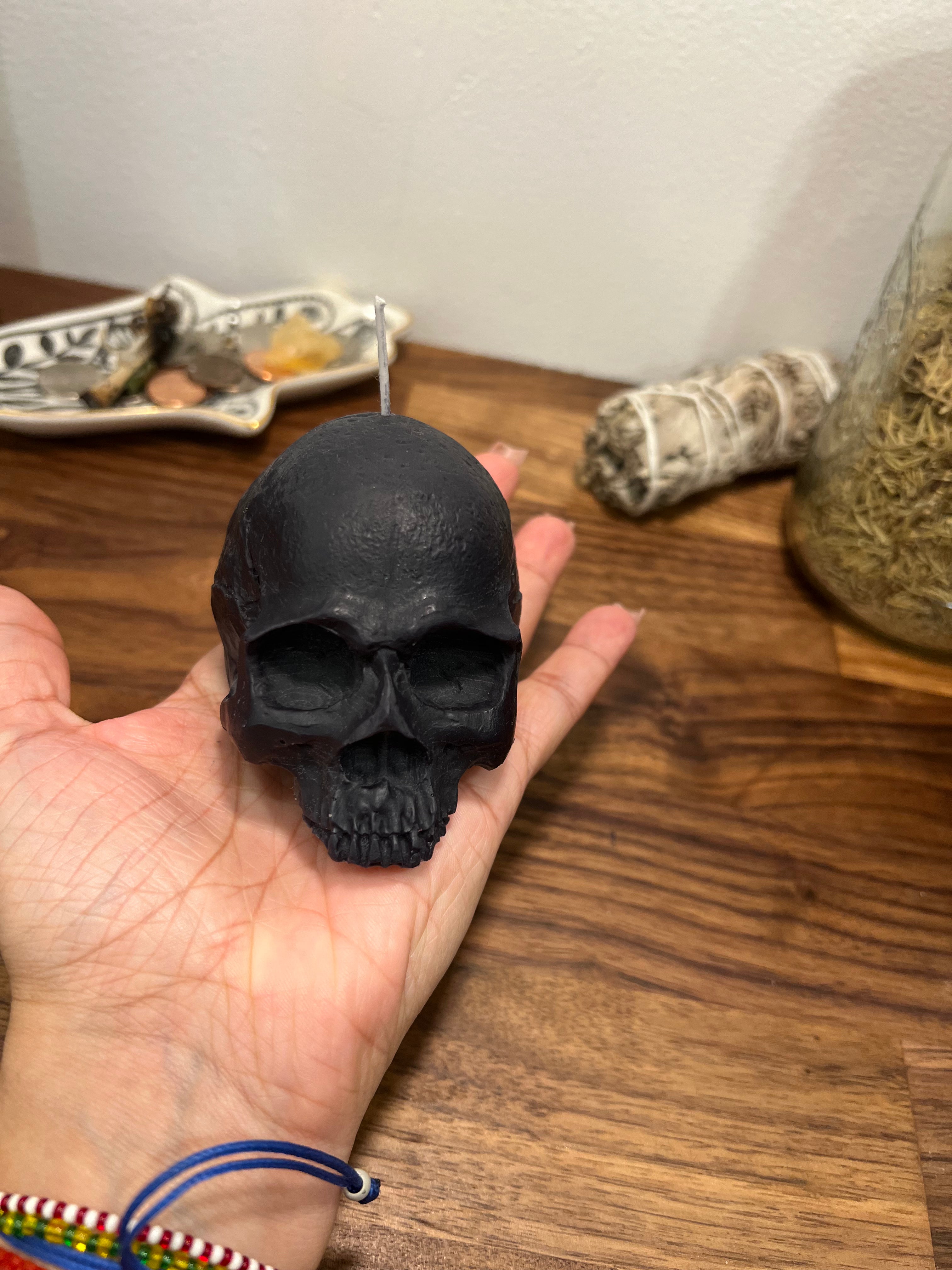 Vela en forma de calavera negra | Vela de hechizo ritual