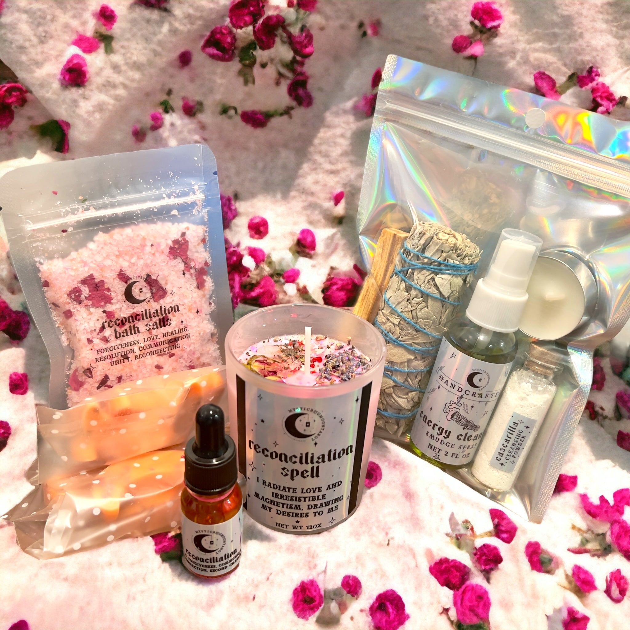 Reconciliation Spell Set - Return Lover Mend Connection Spiritual Candles - Witchcraft Oil, Spell Candle, Witch Tools, Crystal Infused