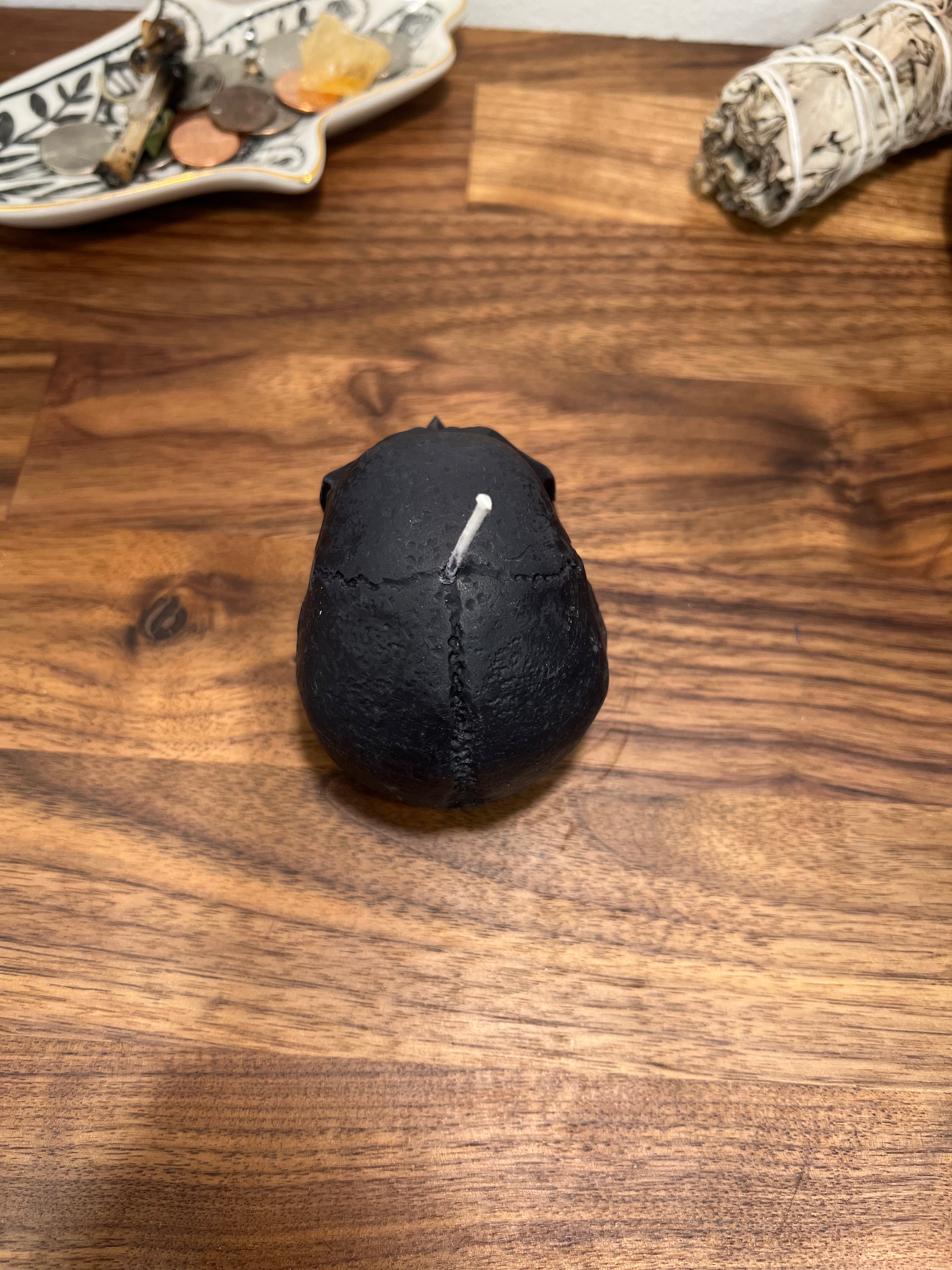 Vela en forma de calavera negra | Vela de hechizo ritual