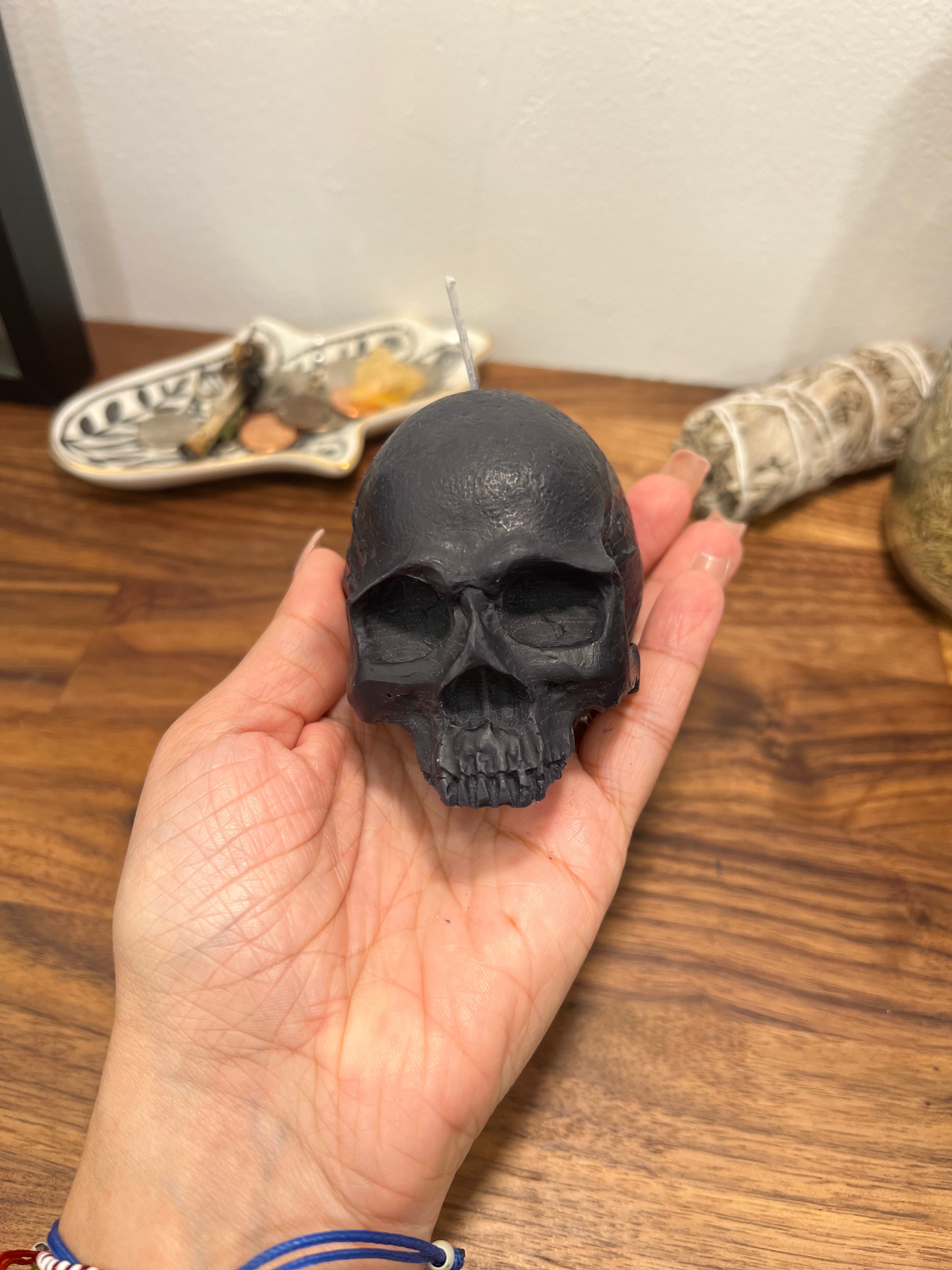 Vela en forma de calavera negra | Vela de hechizo ritual