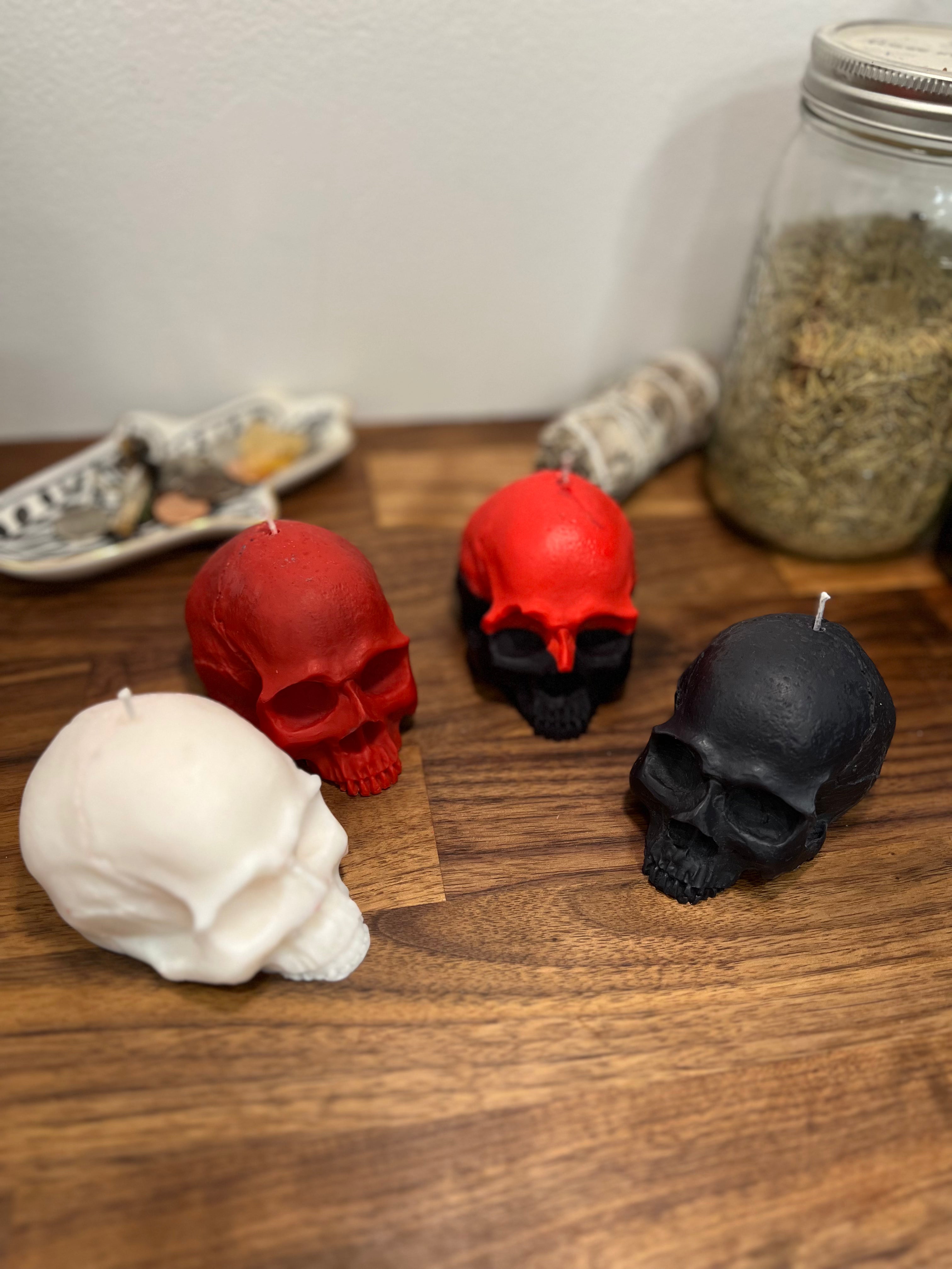4 velas en forma de calavera | Velas de hechizos rituales