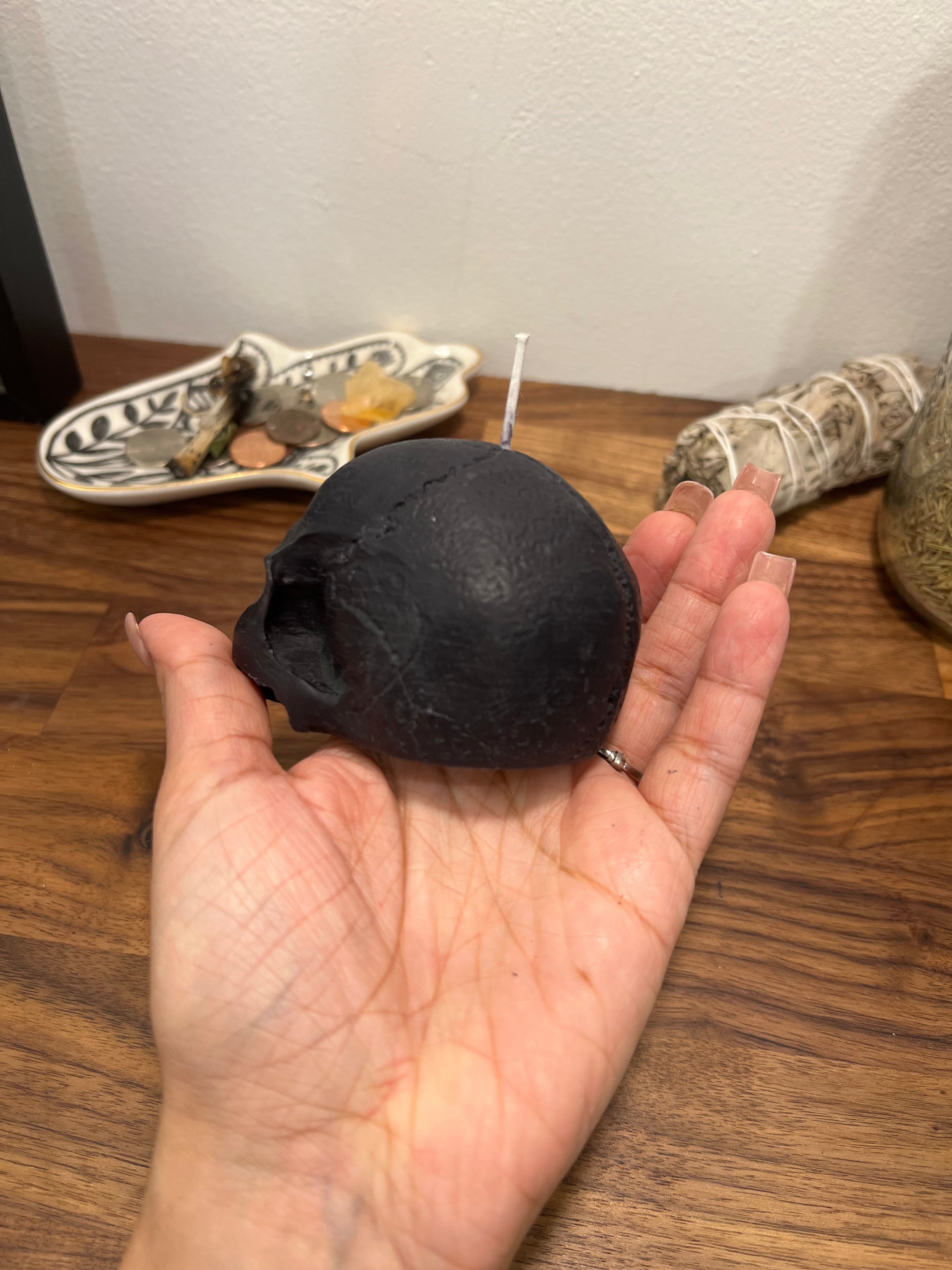 Vela en forma de calavera negra | Vela de hechizo ritual