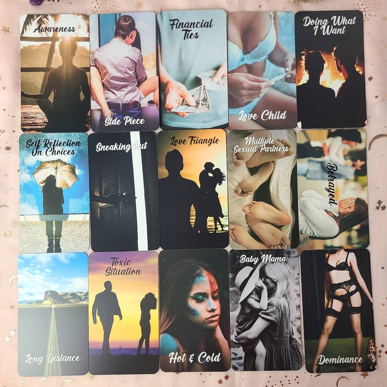 Deadly Affairs LOVE TRIANGLE Oracle Deck 78 Cards Situations Oracle Deck Third Party Love Oracle Deck Messages - MysticBluuMoonTarot