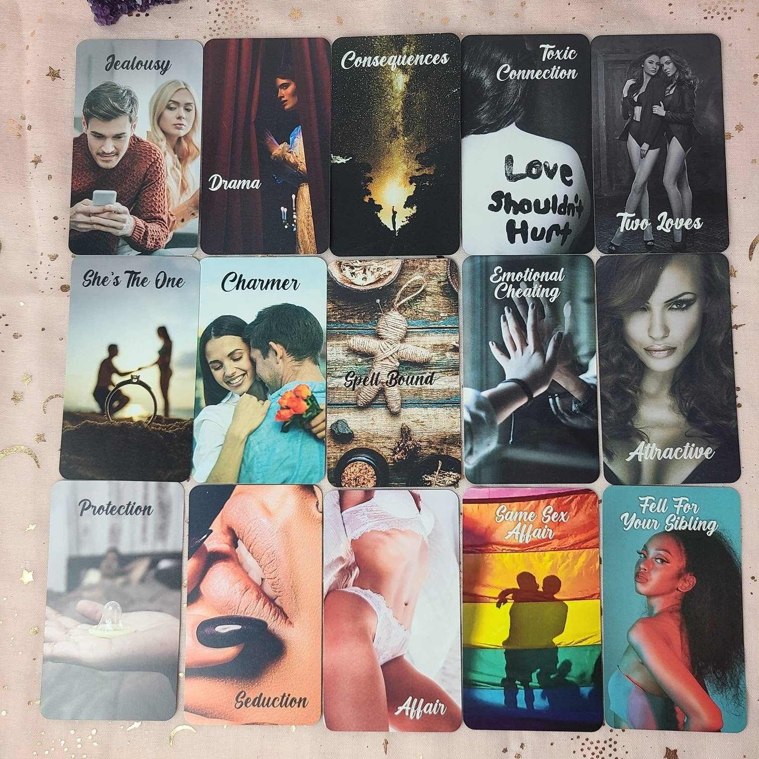 Deadly Affairs LOVE TRIANGLE Oracle Deck 78 Cards Situations Oracle Deck Third Party Love Oracle Deck Messages - MysticBluuMoonTarot