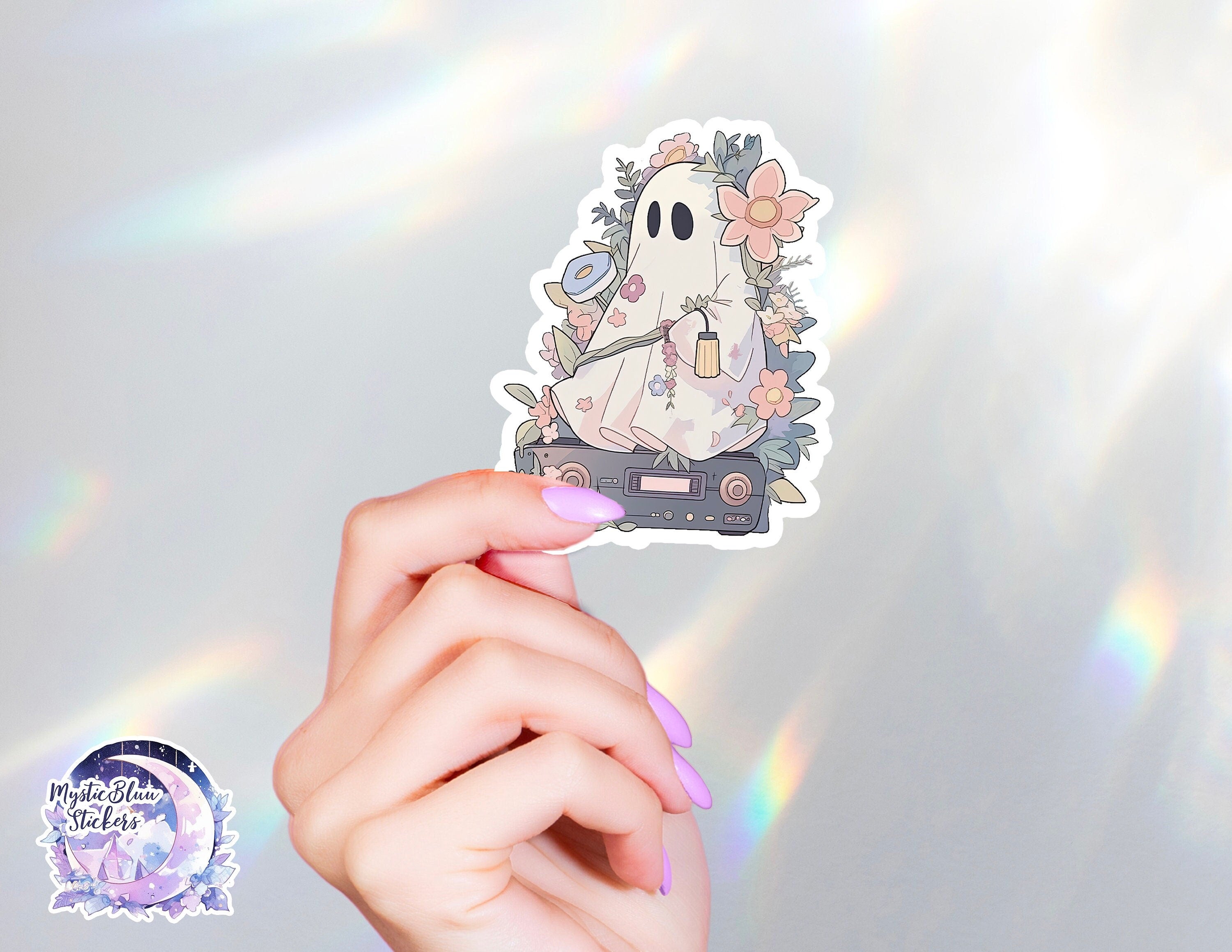 ghost sticker, Halloween, Spooky Sticker, Vinyl, Kindle, Laptop sticker, Music, Notebook, Spooky Decor, Journal sticker, Greeting Card