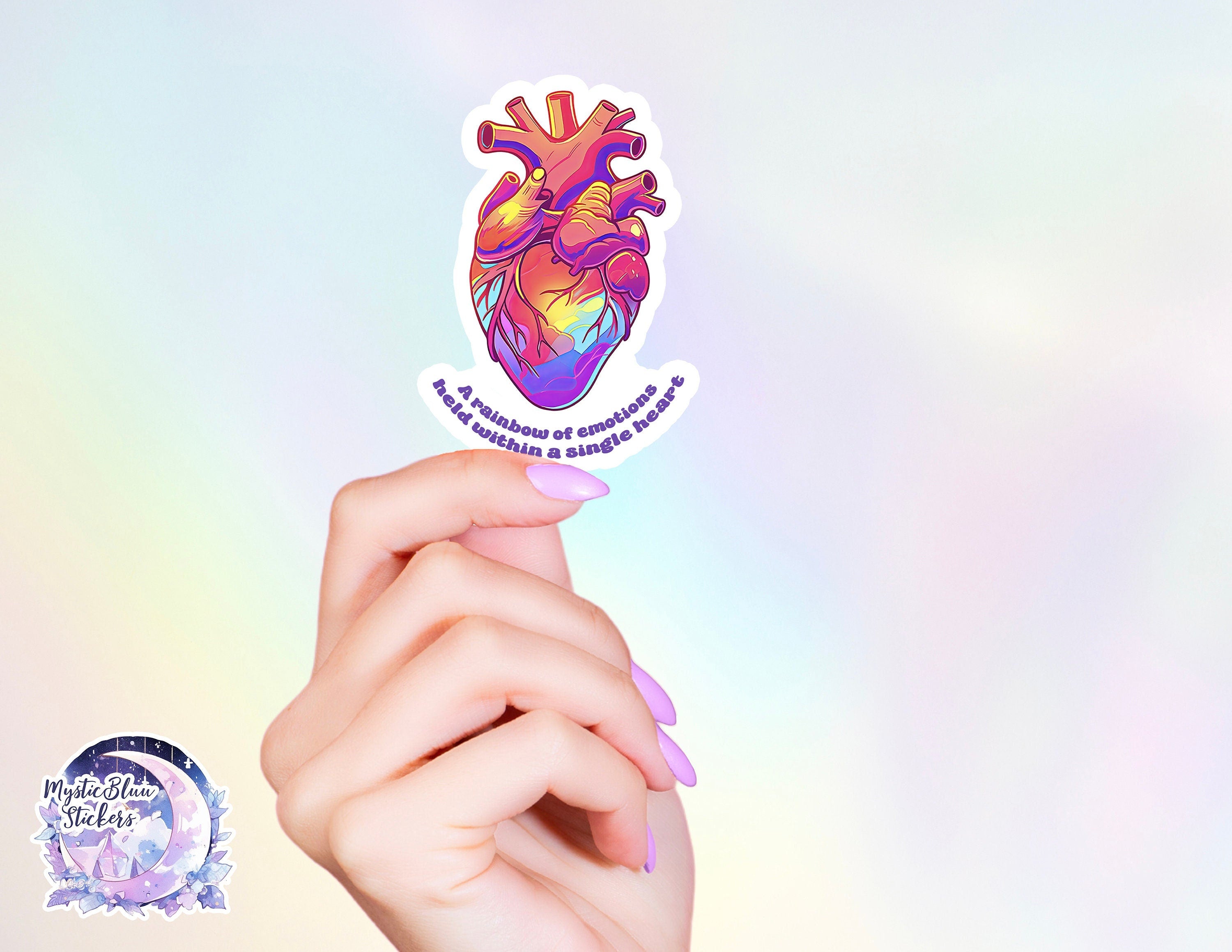 Rainbow Heart Sticker Emotional Support, Quote, bookish kindle stickers, books lover gifts, books sticker, empowerment, laptop, phone