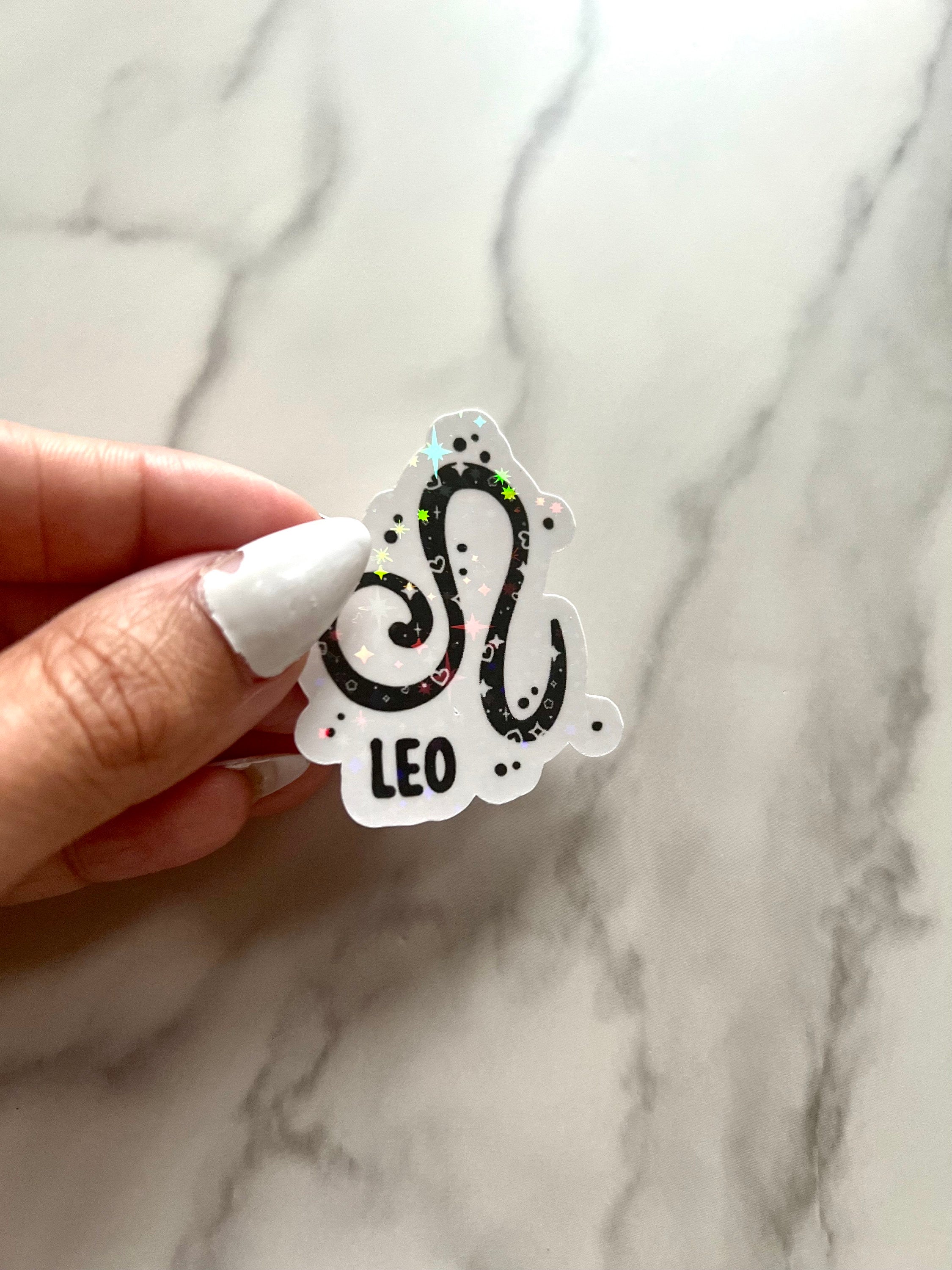 Zodiac Sticker Holographic 12 Star Sign, Black Vinyl, Witchy Tarot Horoscope, kindle stickers, laptop, die cut one piece sticker
