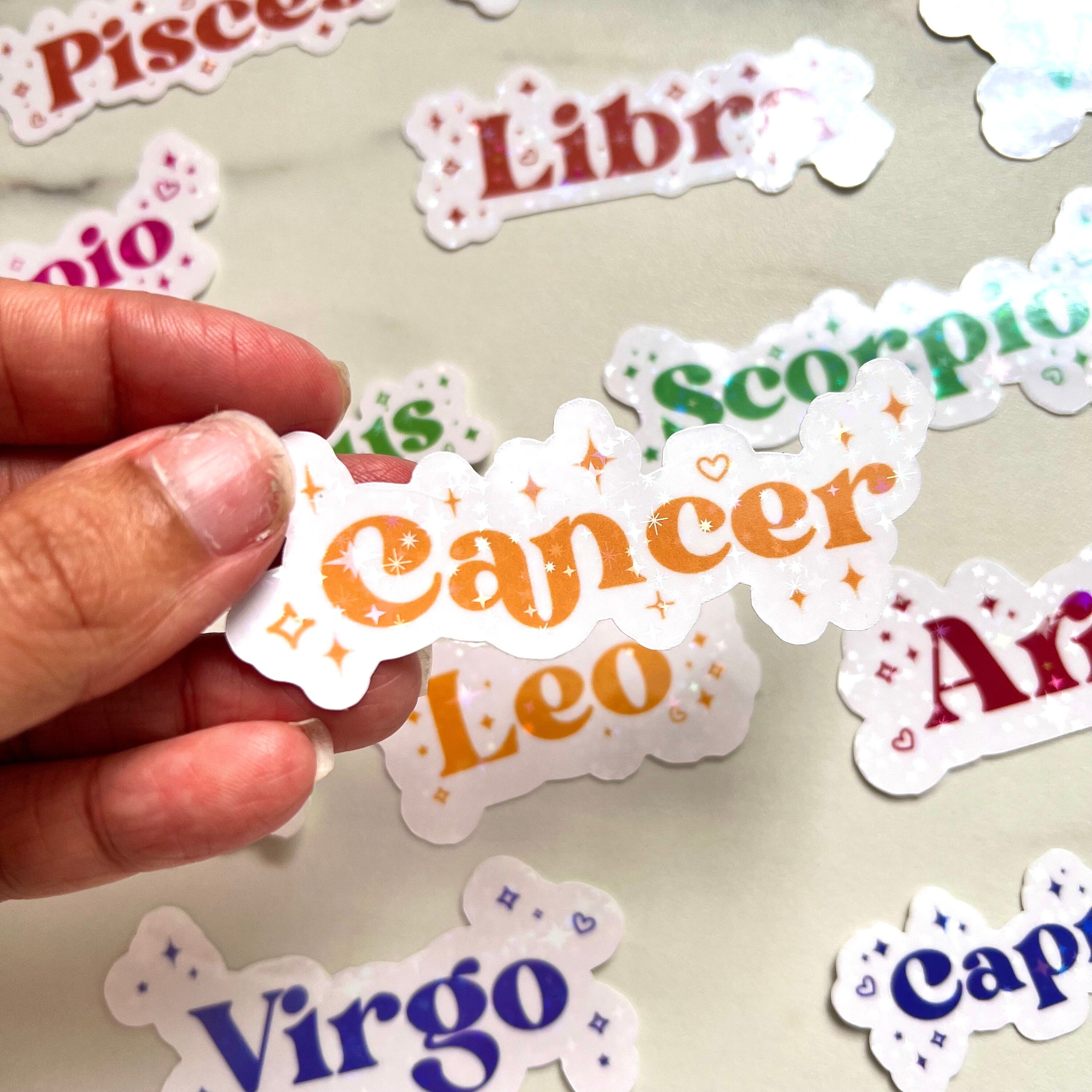 Zodiac Sticker Astrology, Holographic Star Sign, Vinyl, Witchy Tarot Horoscope, kindle stickers, laptop, die cut one piece sticker