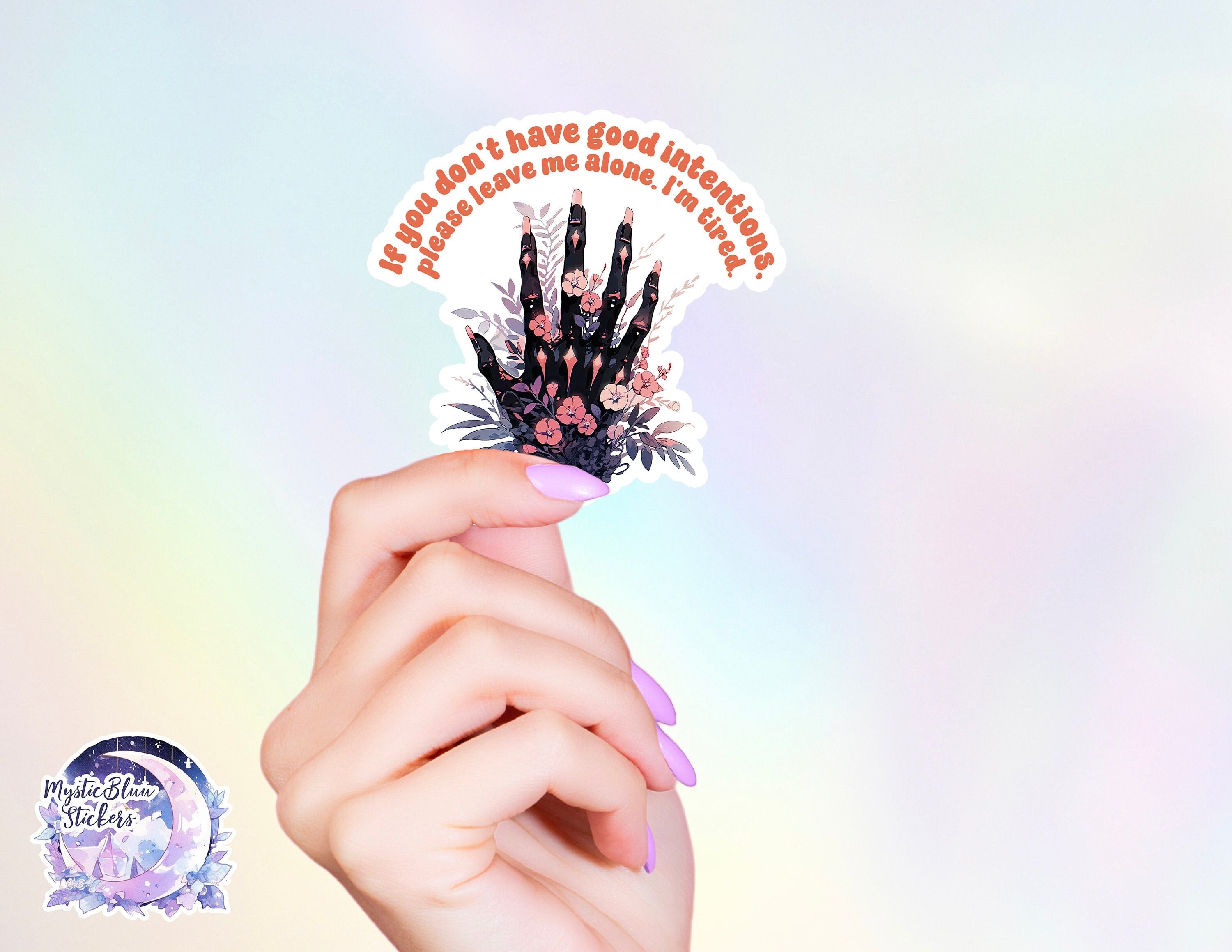 Motivational Quote Sticker || Skeleton Finger Witchy Halloween Sticker, kindle stickers, witchy decor, laptop, vinyl, pastel spooky