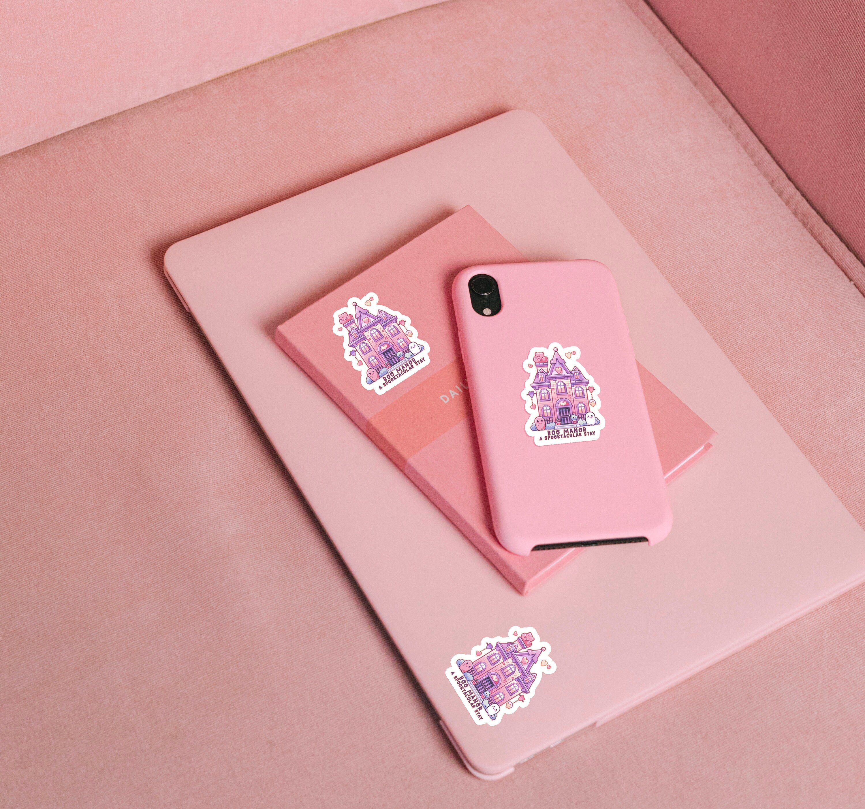 Cute Haunted House Sticker, Boo Manor Halloween stickers, spooky stickers, kindle stickers, holographic rainbow, funny quotes, laptop