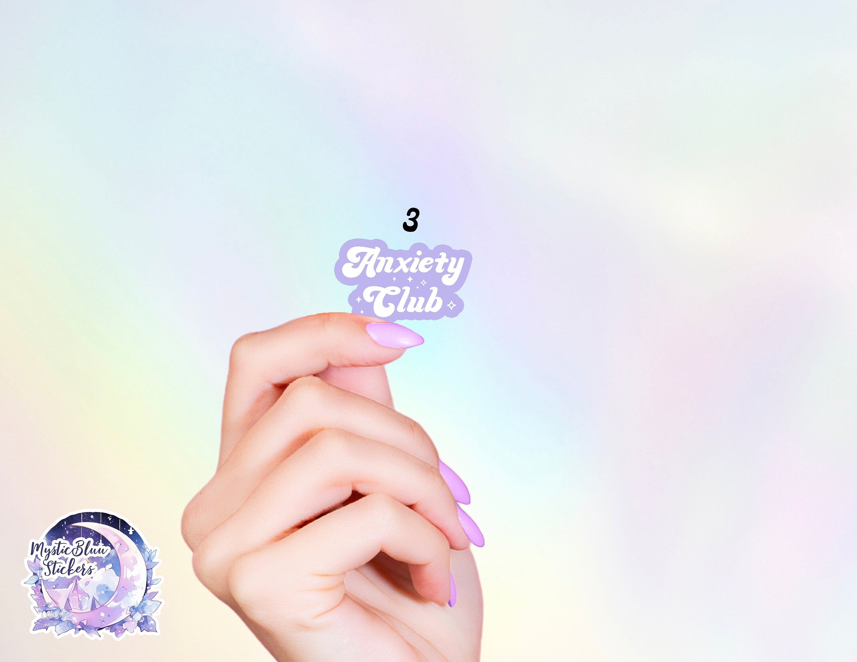 Mental Health Sticker Anxiety Club Holographic | Laptop, Notebook, Phone case, Kindle, iPad, Quote Sticker, Bookish, Pastel