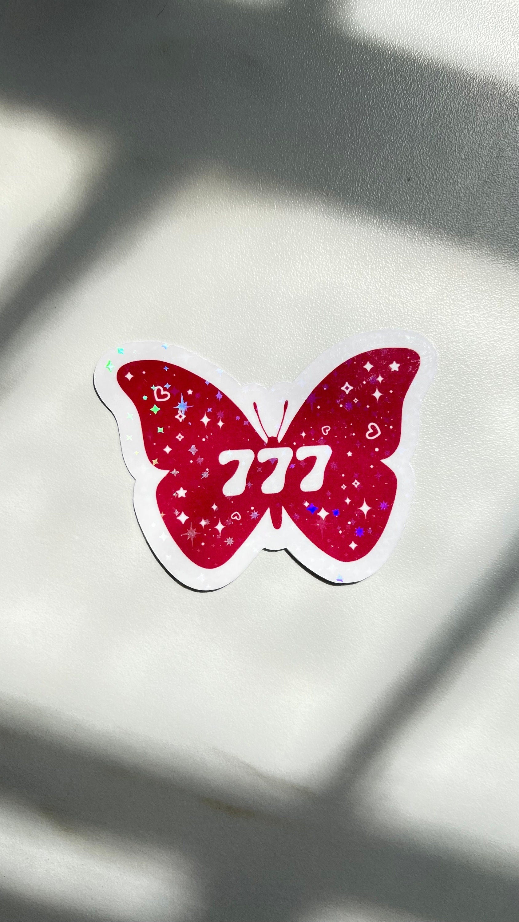 Angel Numbers Holographic Stickers Butterfly, Vinyl, Witchy Tarot Meaning, kindle stickers, laptop, die cut one piece sticker