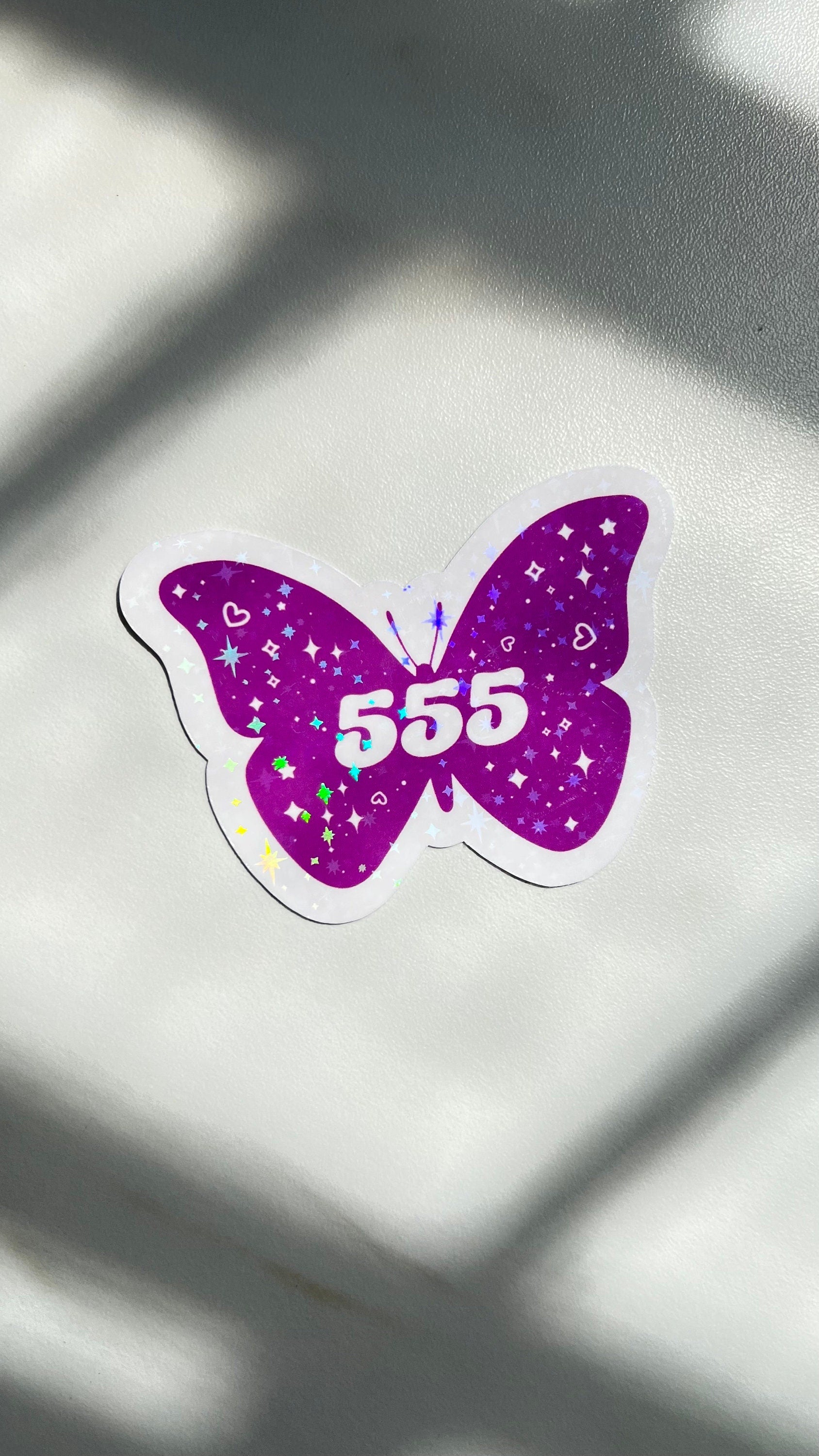 Angel Numbers Holographic Stickers Butterfly, Vinyl, Witchy Tarot Meaning, kindle stickers, laptop, die cut one piece sticker