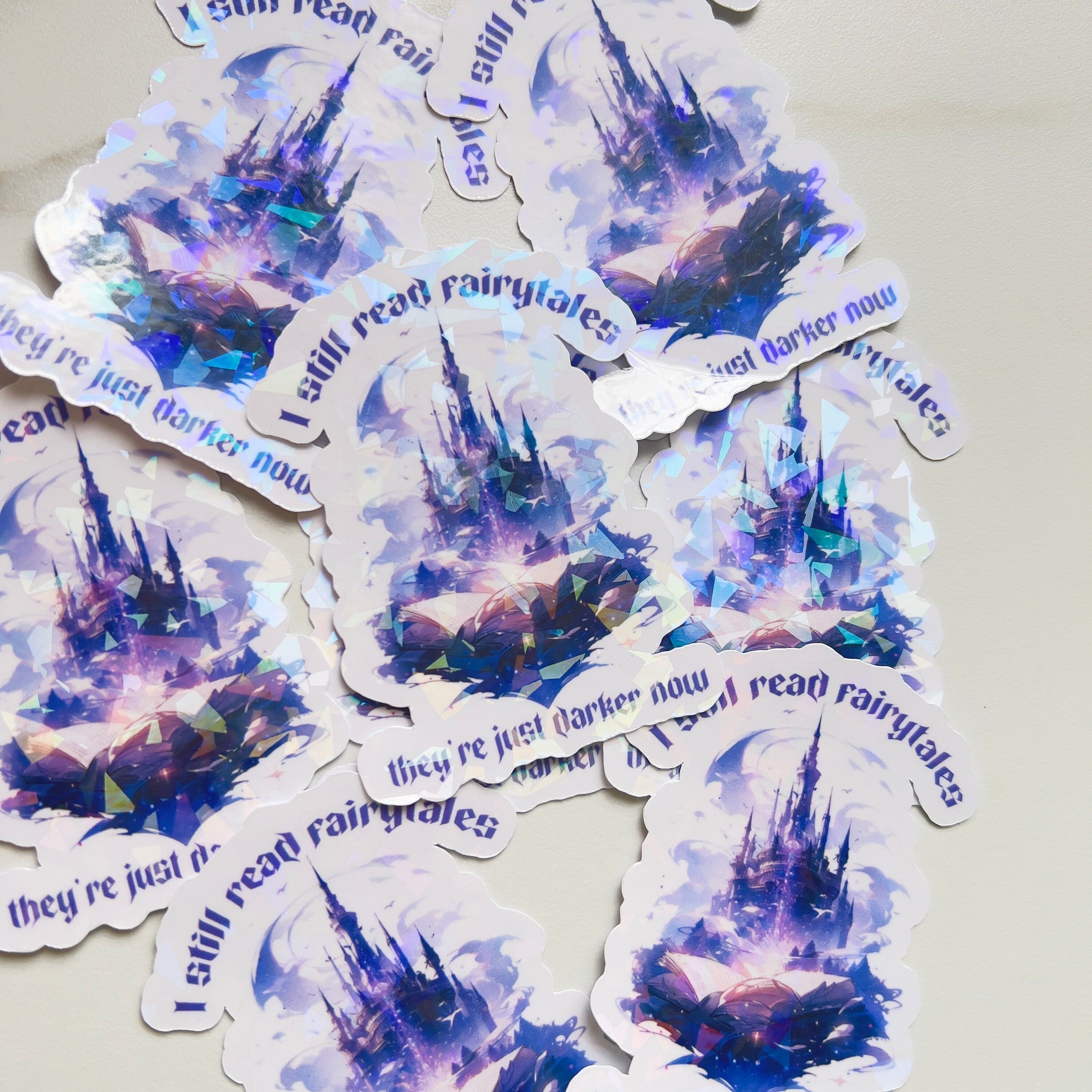 I Still Read Fairytales They're Just Darker Sticker Holographic Sticker, Dark Romance, Booktok Waterbottle, Kindle Cover, Bookish