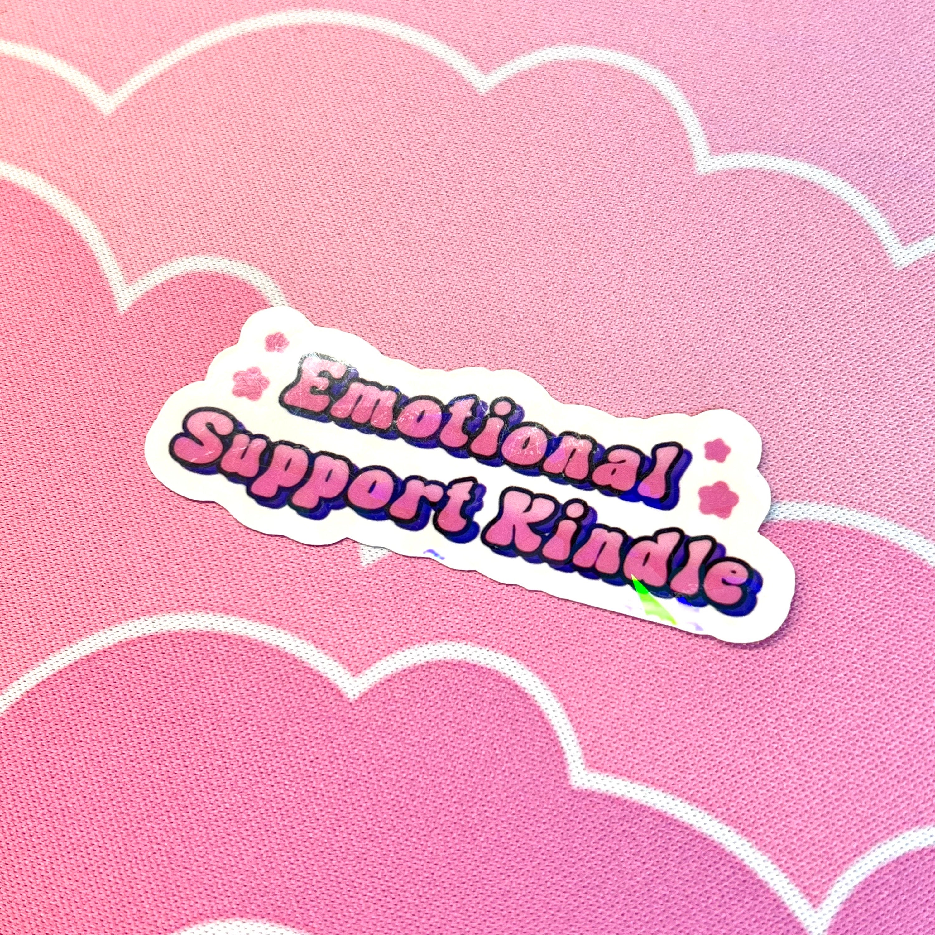 pink emotional support kindle sticker holographic bookish sticker kindle stickers books lover gifts booktok books sticker smut stickers