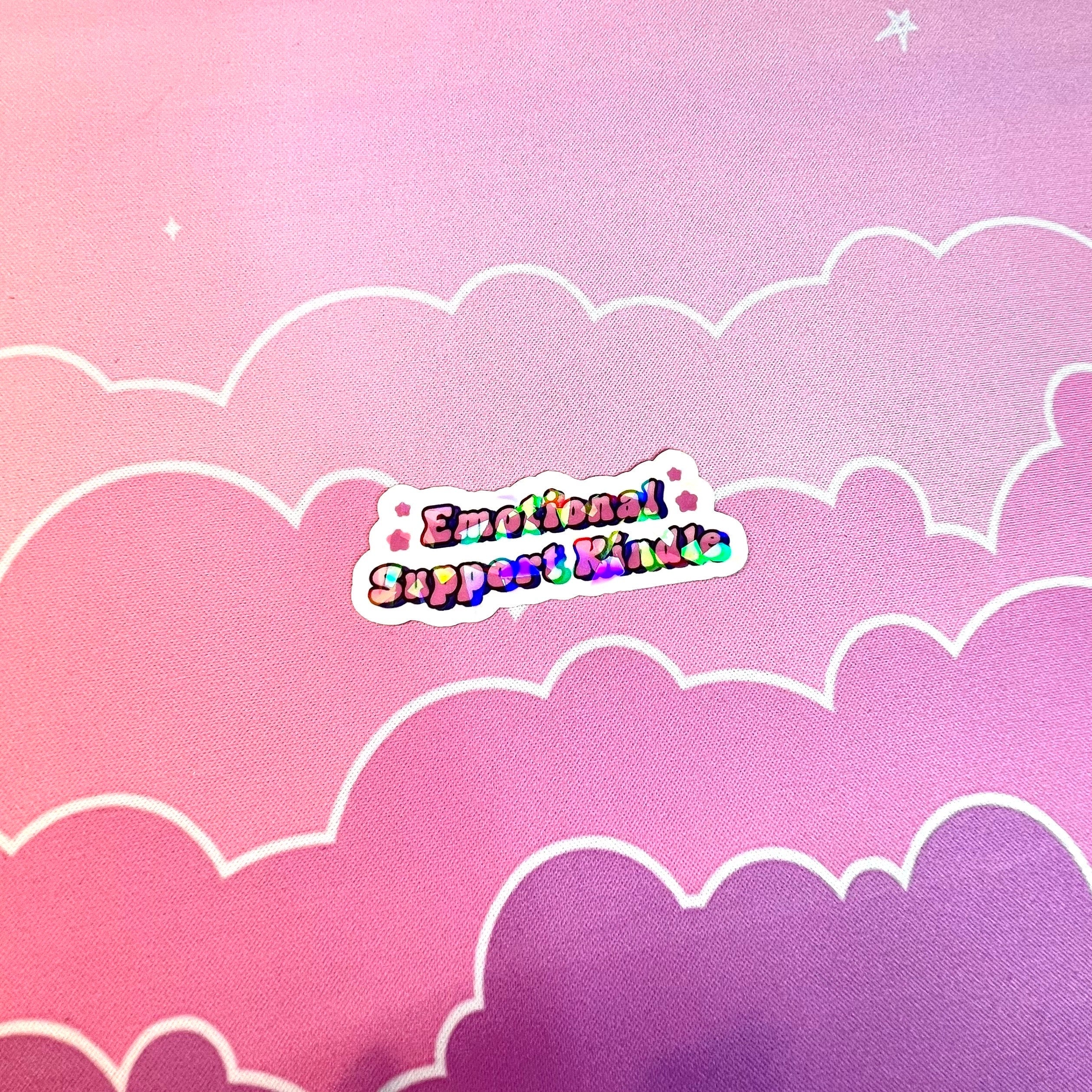 pink emotional support kindle sticker holographic bookish sticker kindle stickers books lover gifts booktok books sticker smut stickers