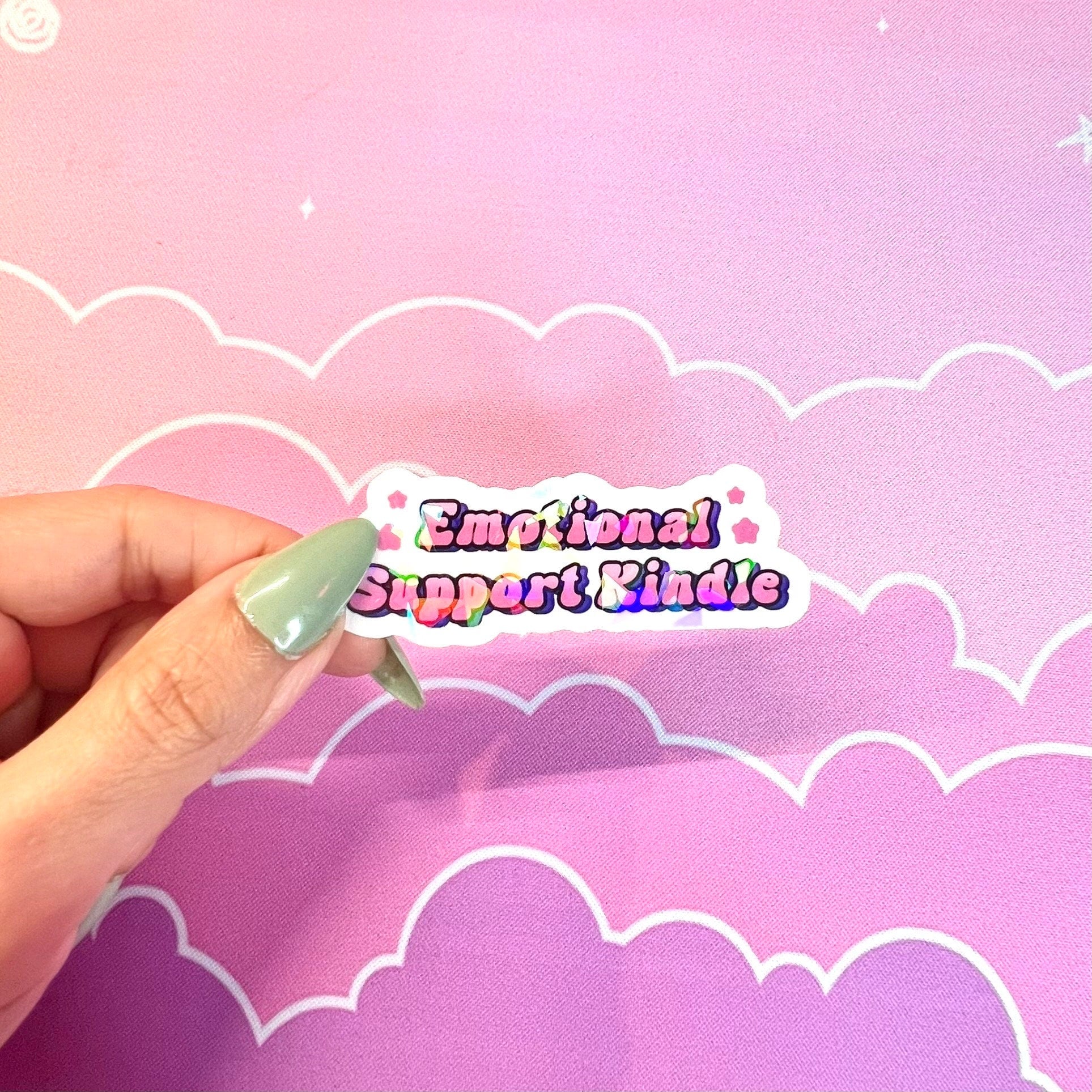 pink emotional support kindle sticker holographic bookish sticker kindle stickers books lover gifts booktok books sticker smut stickers