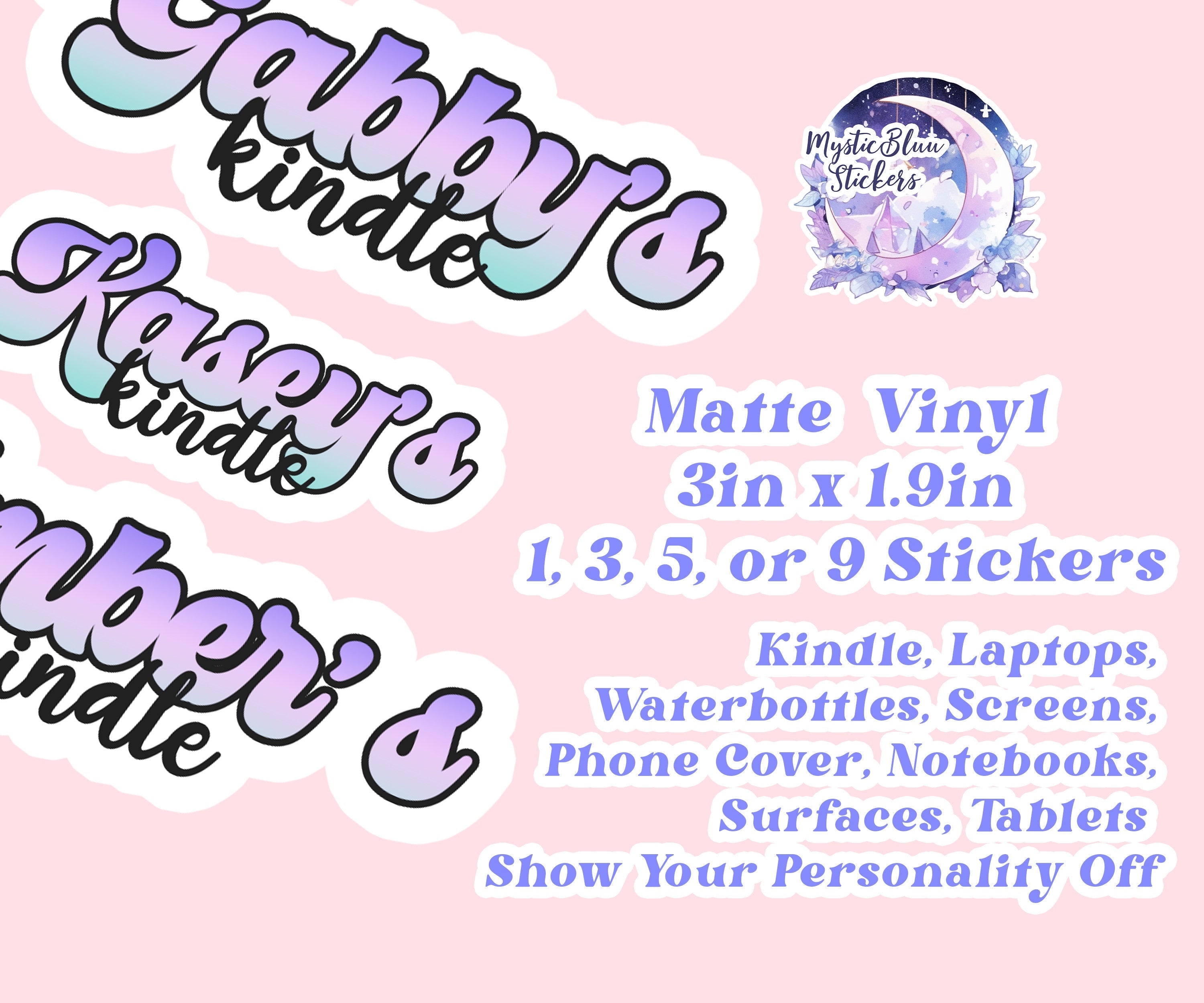 Personalized kindle stickers, Bookish Booktok Custom Name For Kindle Cover, Aesthetic, Retro, journal decals, matte vinyl, cute pastel