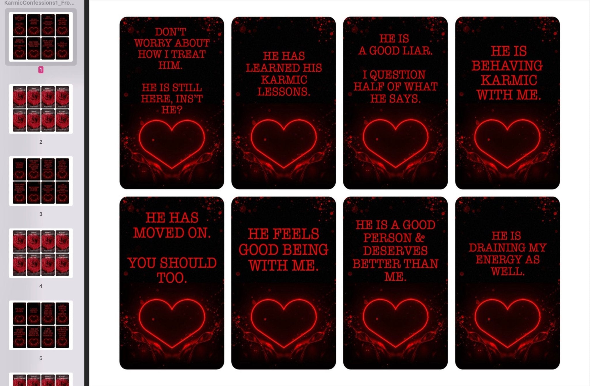 Karmic Confessions 1 Printable Oracle Deck | Digital | INSTANT DOWNLOAD - MysticBluuMoonTarot