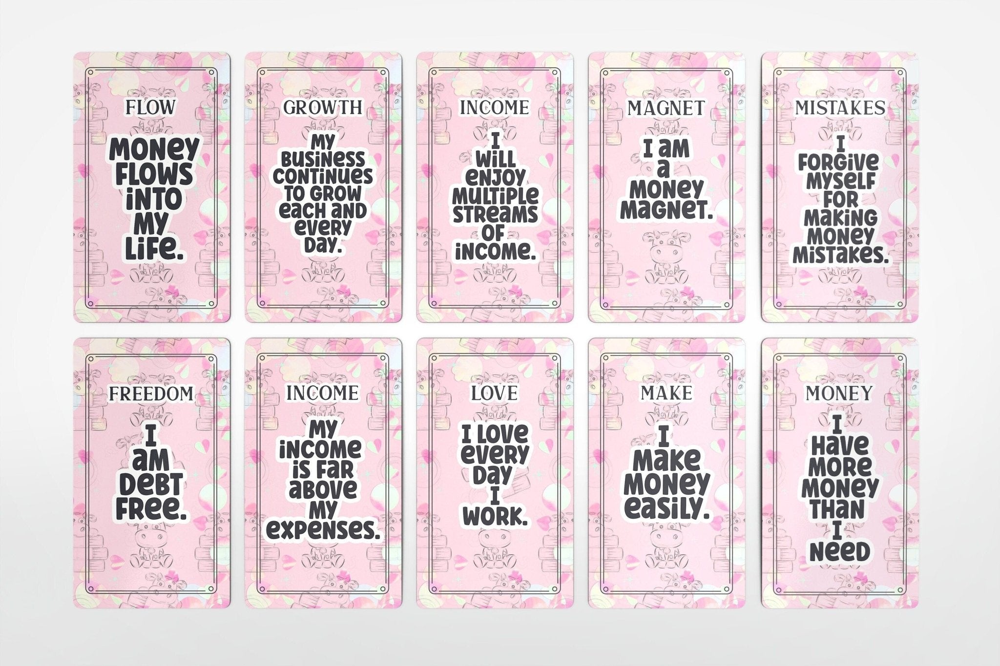 Money Affirmations Oracle Deck Tarot Career Finances Cards Kawaii - MysticBluuMoonTarot