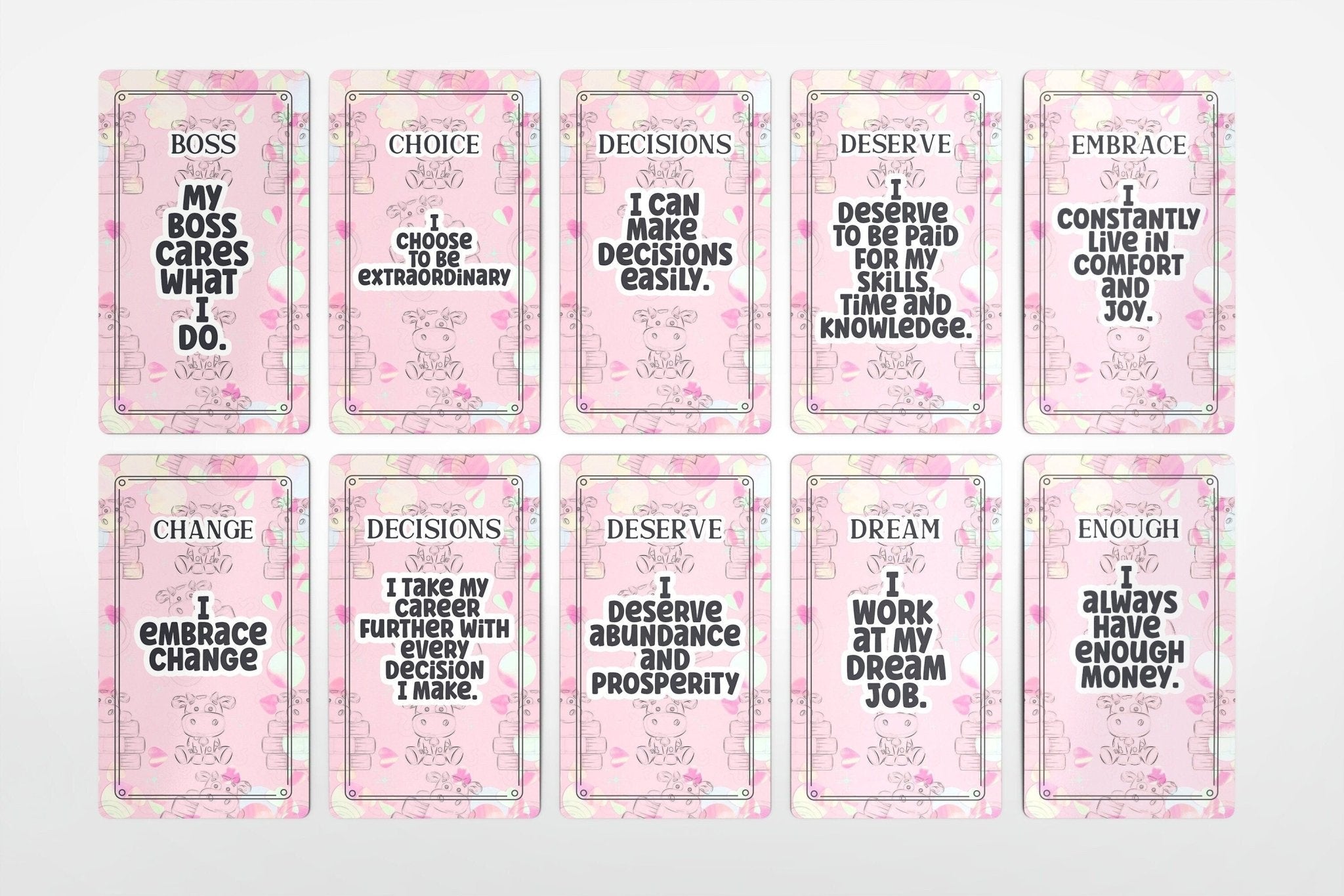 Money Affirmations Oracle Deck Tarot Career Finances Cards Kawaii - MysticBluuMoonTarot