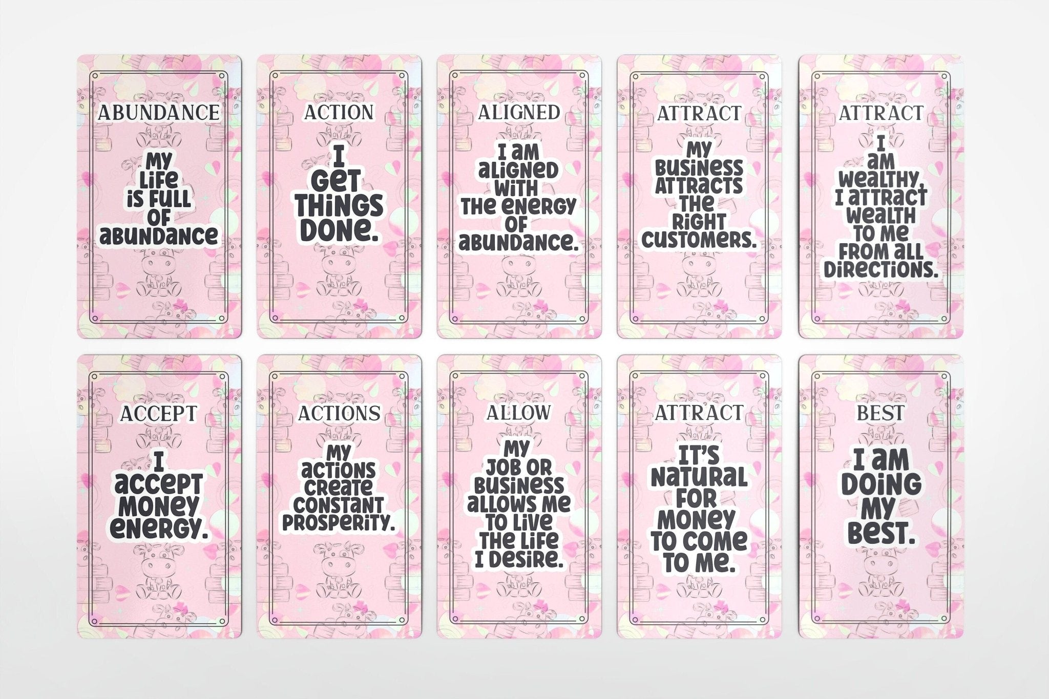 Money Affirmations Oracle Deck Tarot Career Finances Cards Kawaii - MysticBluuMoonTarot