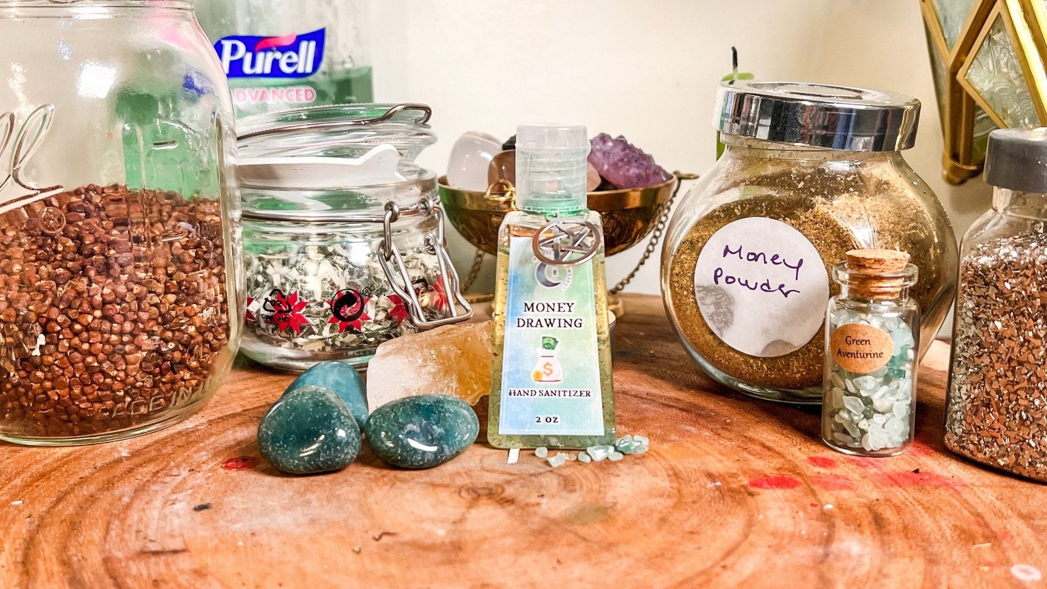 Money Spell Bottle Hand Sanitizer - Manifestation Intentions Protection Luck Spell Santeria Eleggua Blessings - MysticBluuMoonTarot