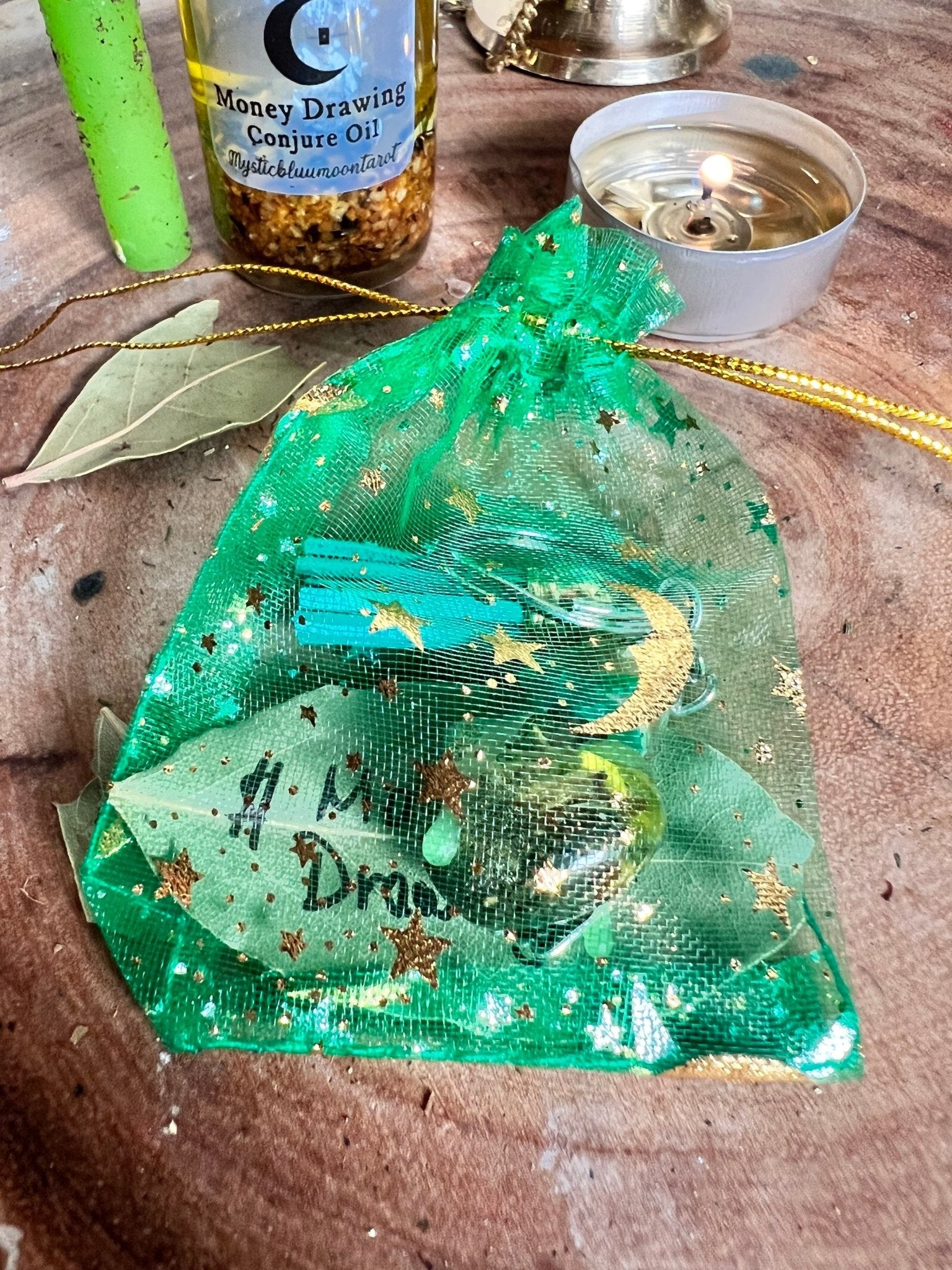 Money Spell Jar Keychain Charms Necklace - Intentions Lodestone Jewelry Money Luck Drawing Prosperity Hoodoo Spell Gift - MysticBluuMoonTarot