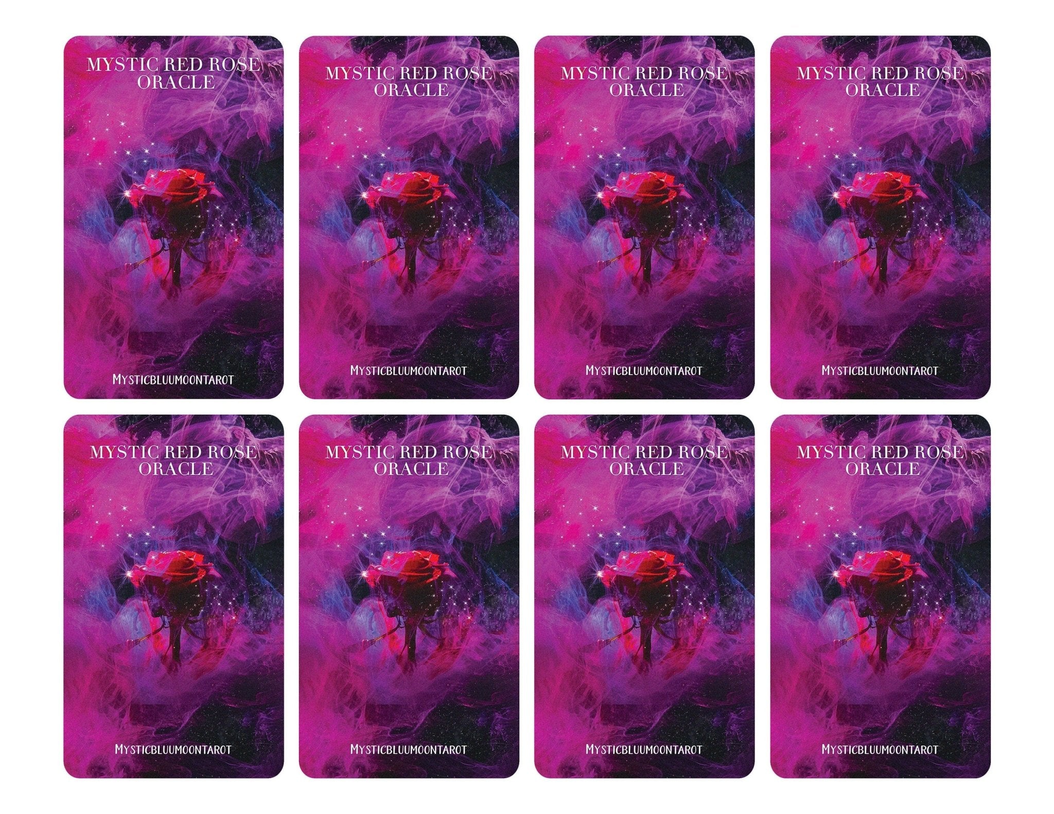 Mystic Red Rose Printable Oracle Deck - Digital File 53 Cards - Twin Flame Love Oracle - Tarot - INSTANT DOWNLOAD - MysticBluuMoonTarot