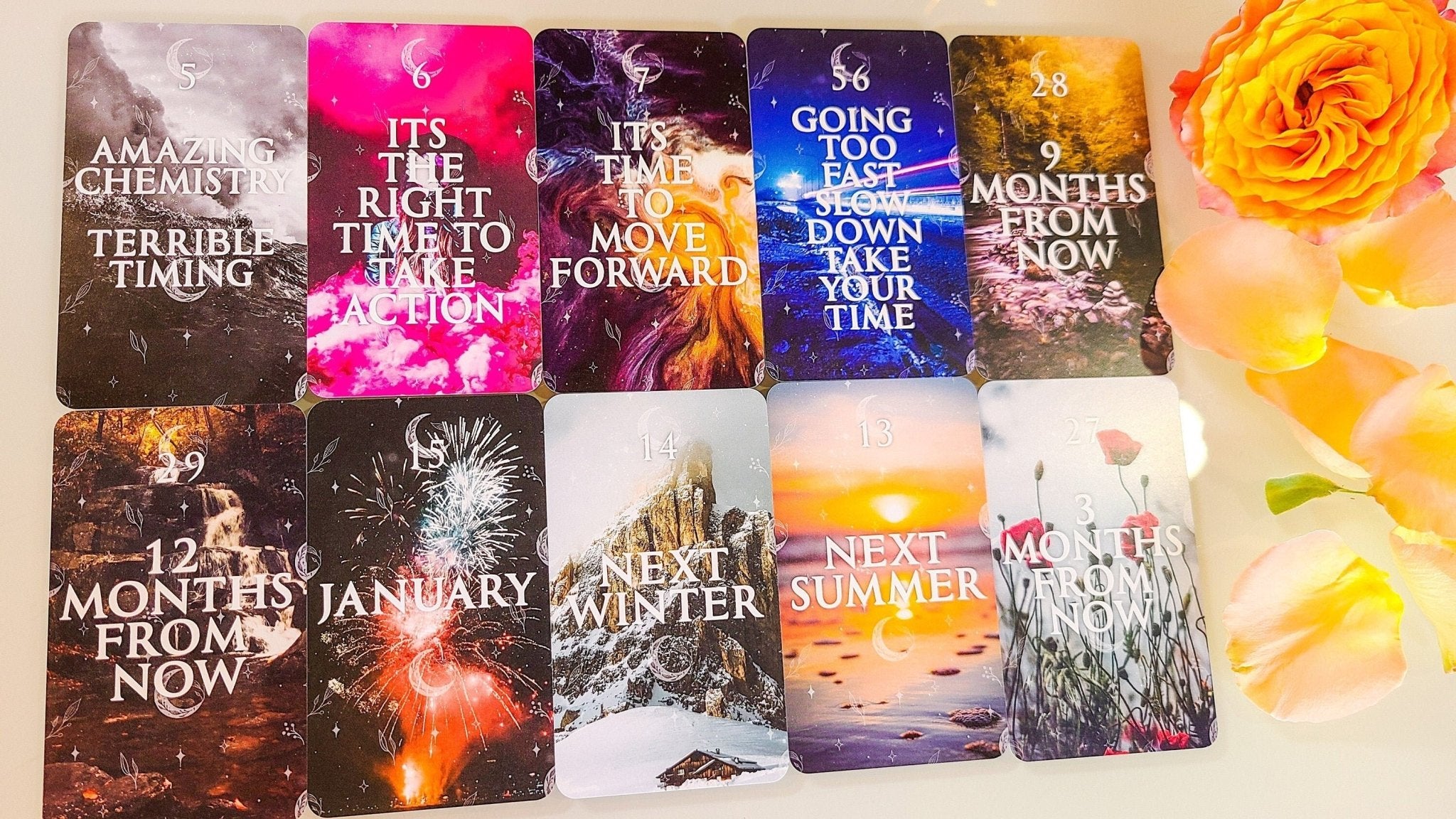 Mystical Moon Divine Timing Oracle Deck Situations Twin Flame Deck Tarot Card Tarot Deck Oracle Cards Soulmate Karmic - MysticBluuMoonTarot