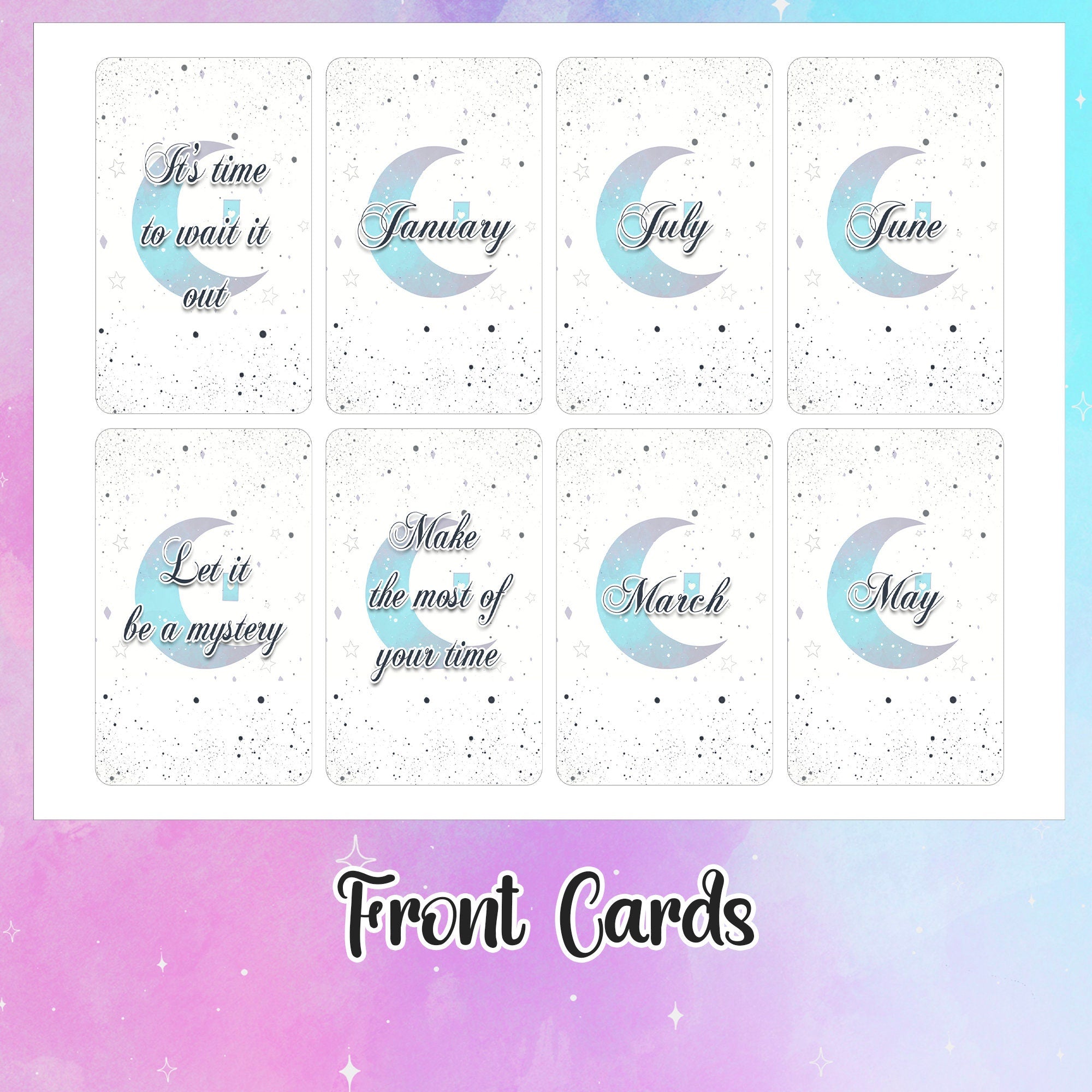 Printable Oracle Cards Blue Timing Of The Heart Divine Timing - Digital File 70 Cards - Twin Flame Love Oracle - Tarot - INSTANT DOWNLOAD - MysticBluuMoonTarot